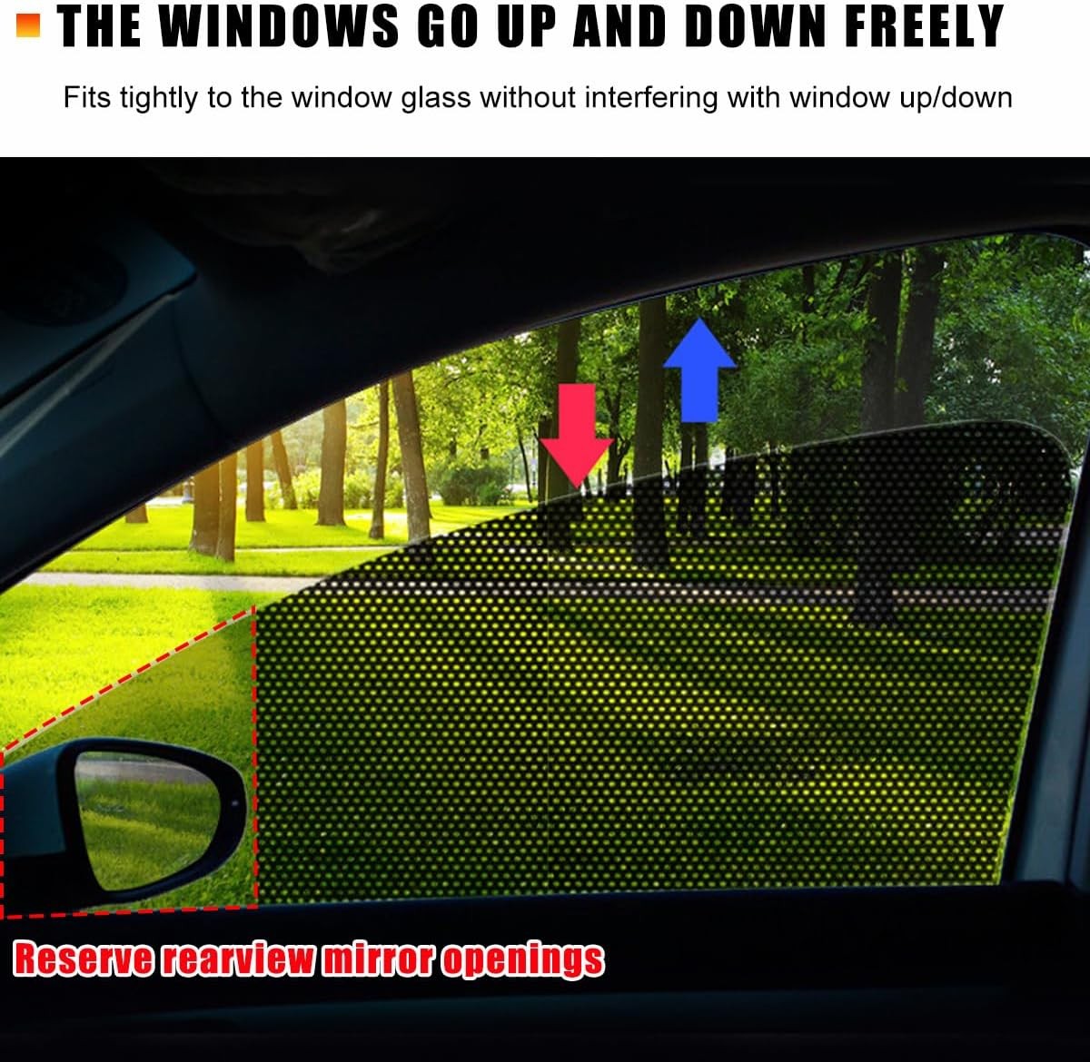 4 PCS Car Side Window Sunshade, 16.5″×15″ Static Cling Auto Shade Black