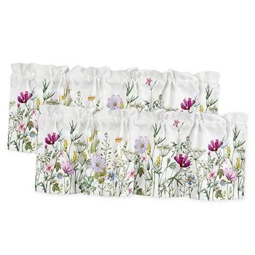 Curtain Valance, Wildflowers Spring 54″W x 18″L (Pack of 2) Floweryku9698