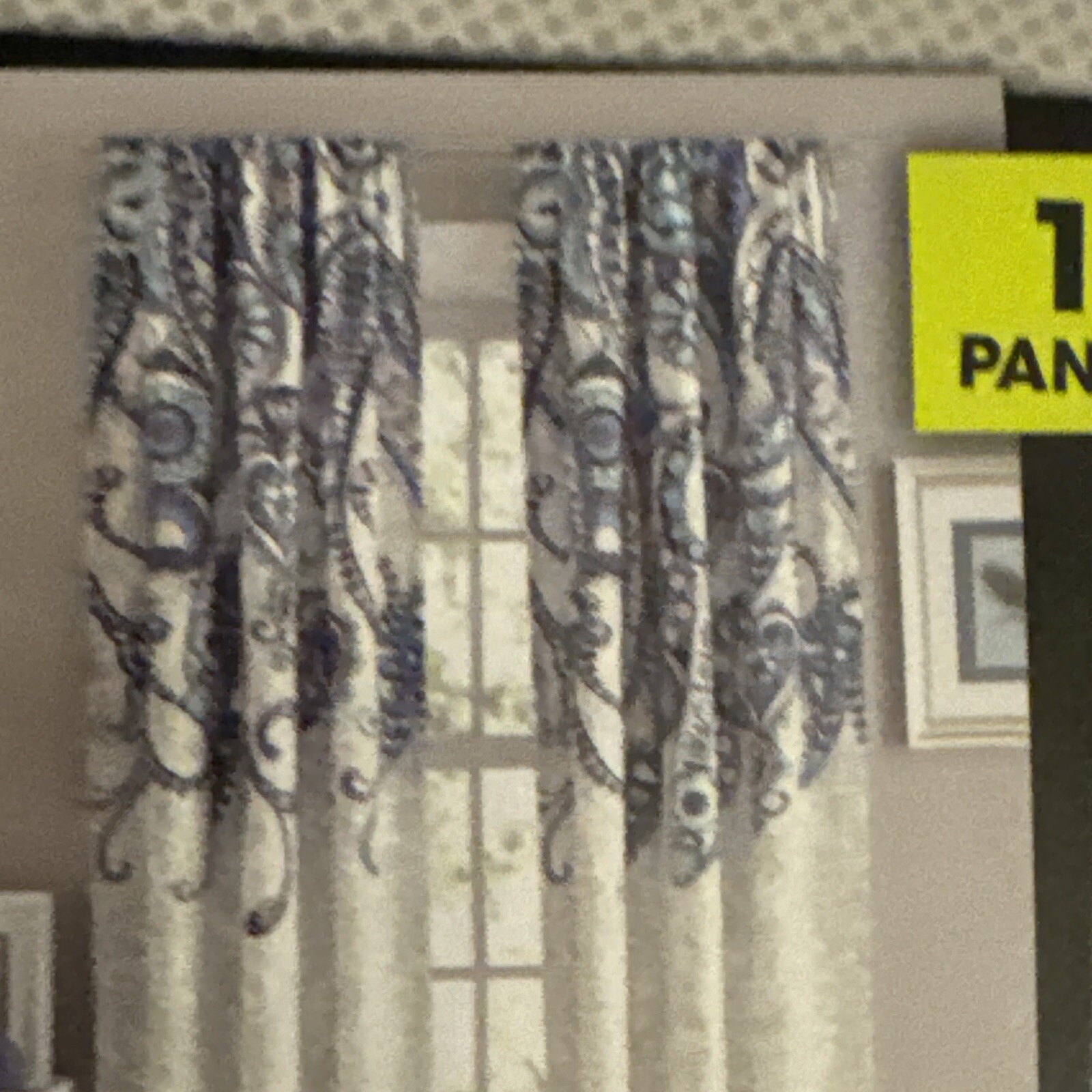 YOUR ZONE-GLITZ SHEER PANEL-84in. Purple Paisley Window Curtains SET Of 2