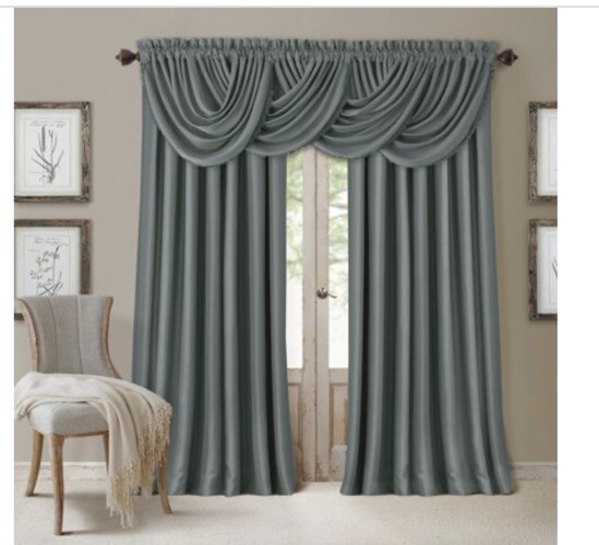 Waterfall Valance Rod Pocket, Dusty Blue Eirene Home Fashions All Seasons, 52×36