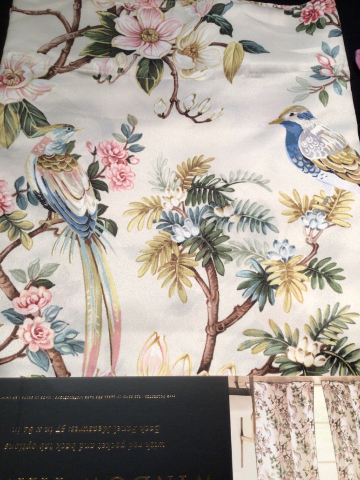 ENVOGUE window Curtain Panels 2 PC Set Floral & Birds 37 x 84” Drapes
