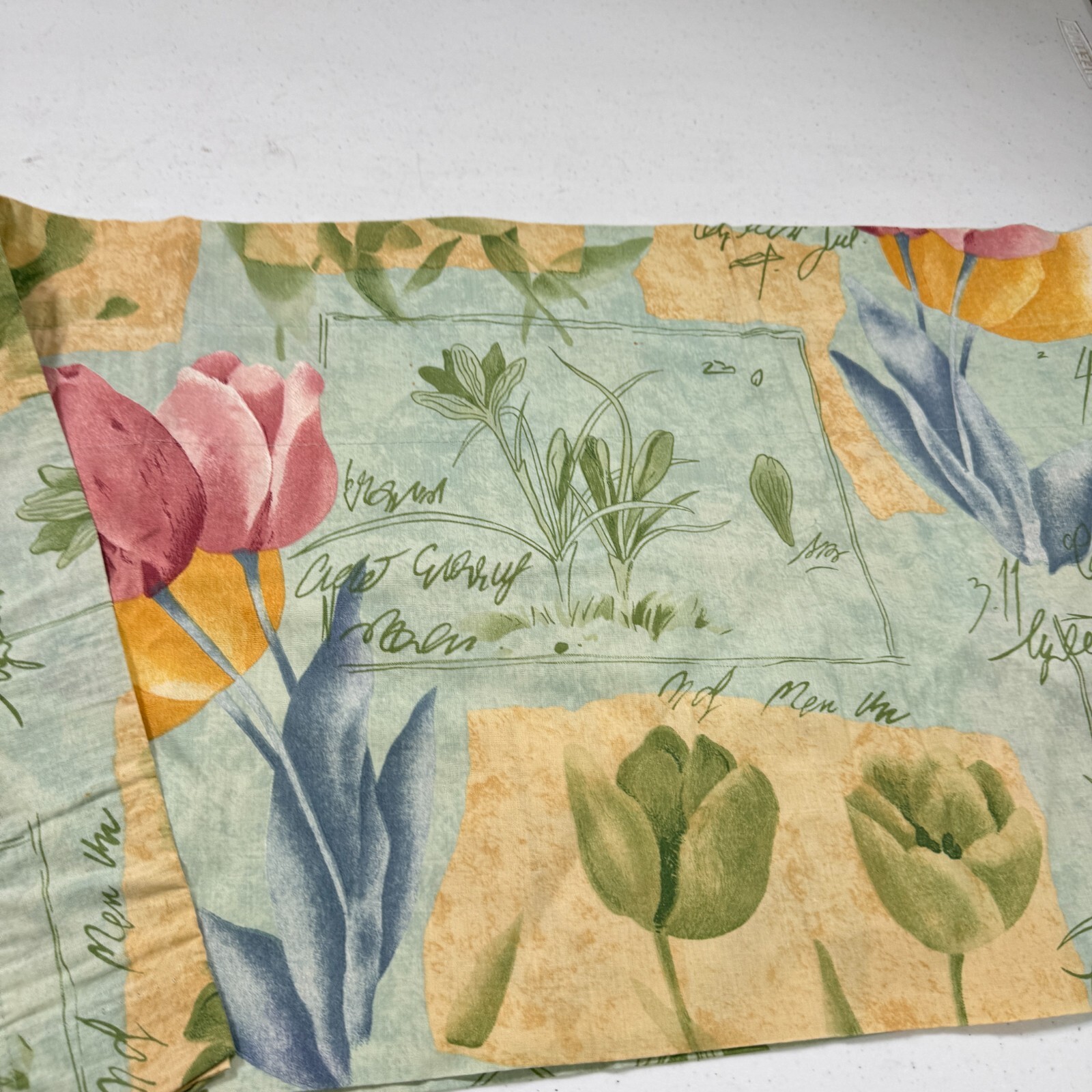 vintage croscill valance curtain green floral plants blend 17×87 usa y2k 90s