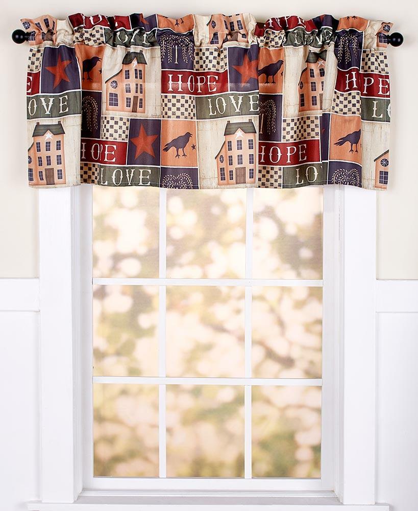 RUSTIC COUNTRY PRIMITIVE COLLAGE BATHROOM OR KITCHEN WINDOW CURTAIN VALANCE