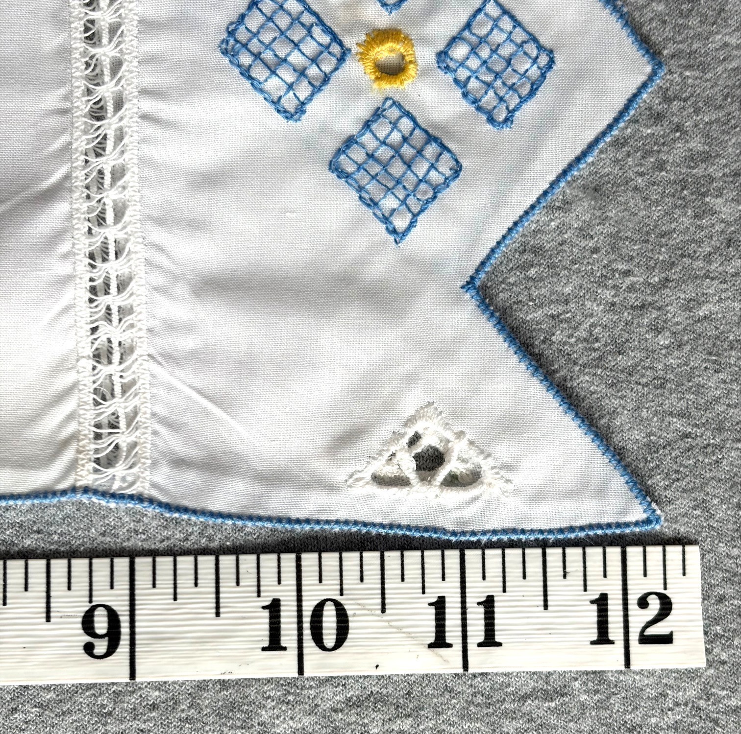 Embroidered Topper Valance Cutwork 12x68in. Butterflies Blue Flowers Rod Pocket