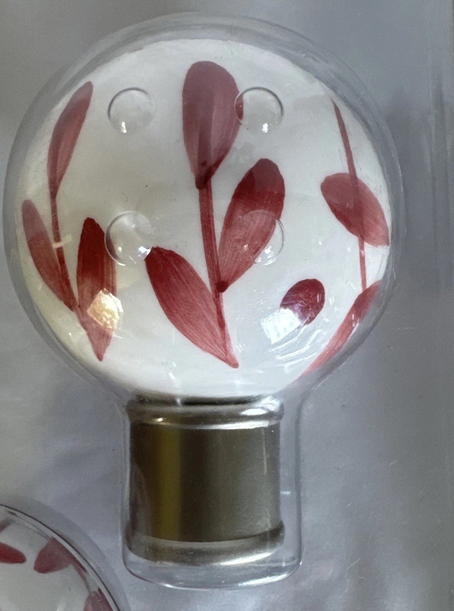 Vintage Set of 4 Pink Floral Finials 3.5” Diameter Each – New in Packaging