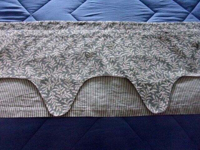 Waverly Fernwood Olive Green and Tan Fern/Stripe 2 Layer Valances–2