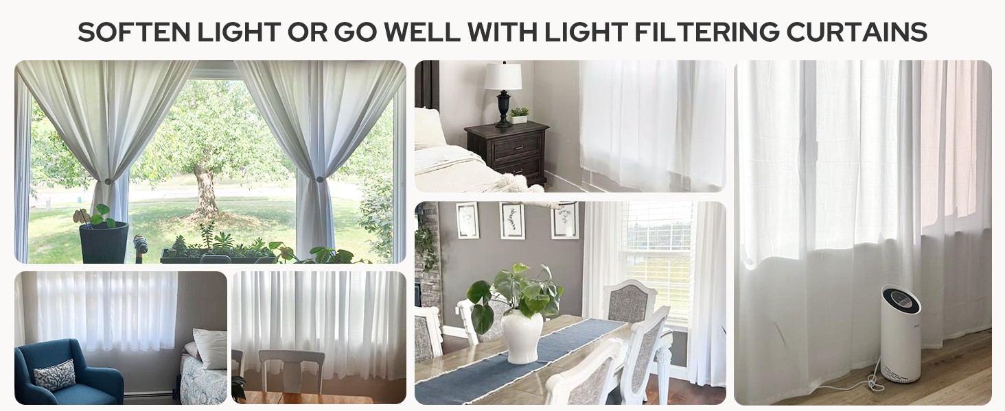 Non-See-Through White Sheer Kitchen Curtains 30 X 24 Inches Long 2 Panels Short