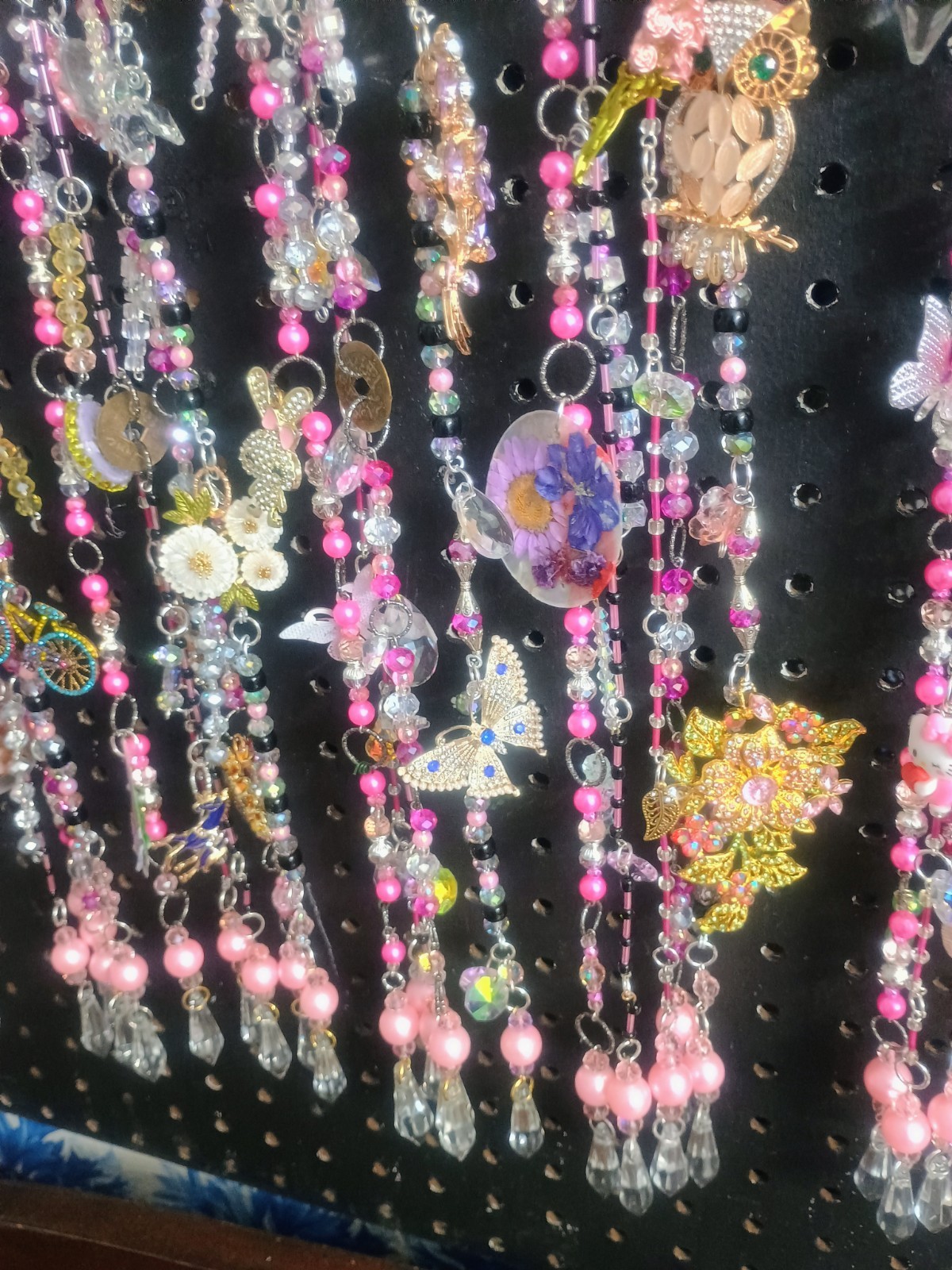 Bicycle Bunny Crystal Curtains With Charms, Set Of 7