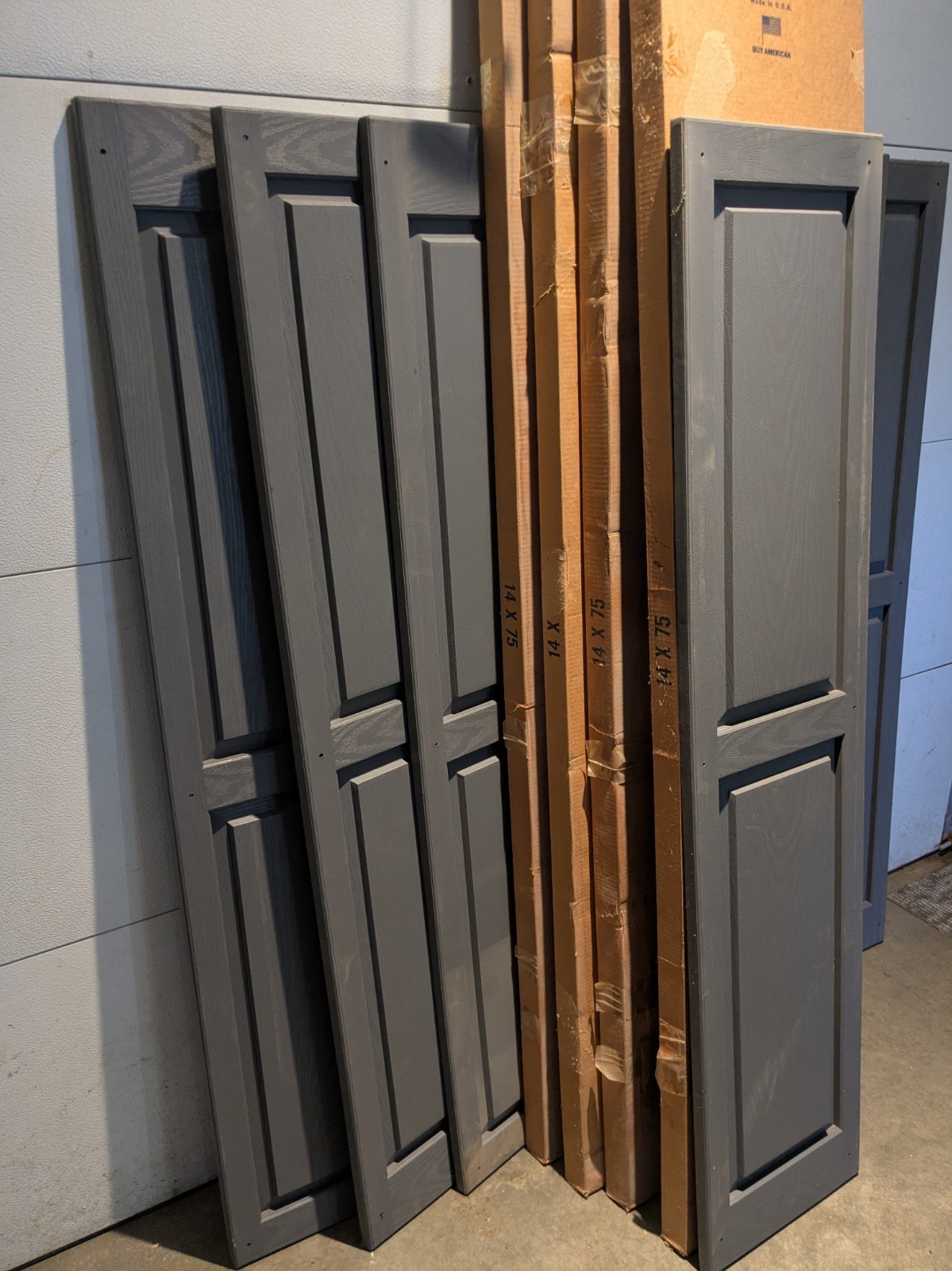 Lot – Shutters (15) Gray Polypropylene 14″W x 75″H & 63”H USA Made Open Box