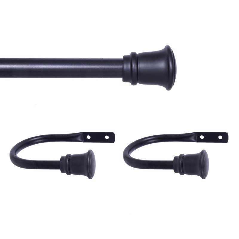 Telescoping 5/8 Inch Decorative Curtain Rod Holdback Set Light Medium Curtains