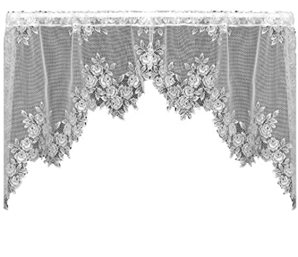 HERITAGE LACE CURTAINS TEA ROSE 60″ X 24″ TIER ECRU (BEIGE) NEW MADE IN THE USA