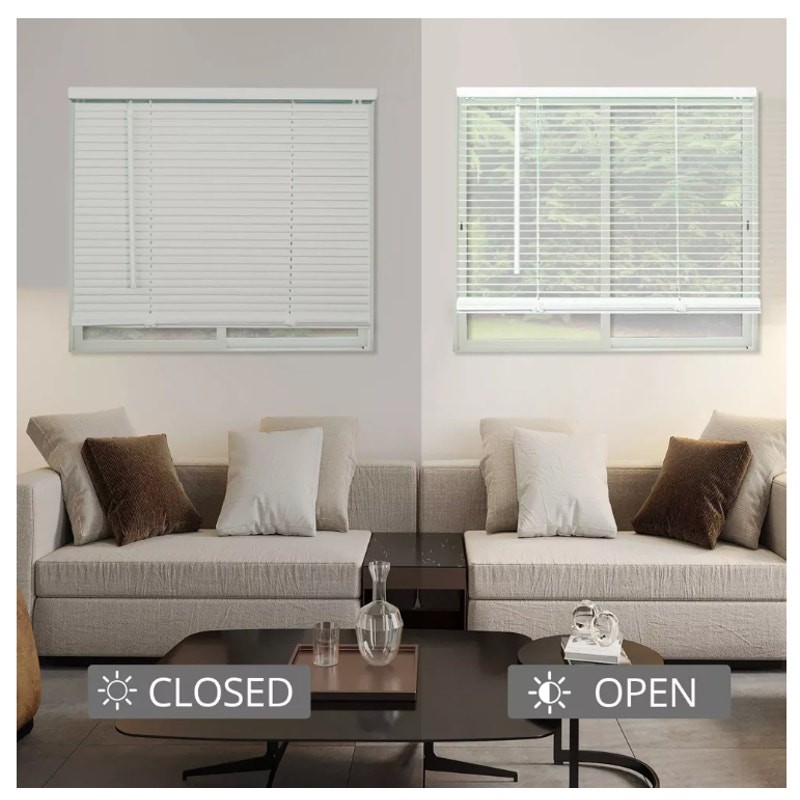 24″x36″ Chicology Light Filtering Vinyl Mini Blind White, Cordless, 1in Slats