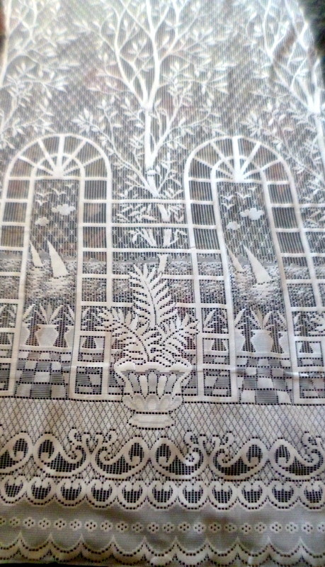 New European Sheer Lace Curtain Fabric 103″ Long Adjustable Fabric Width By Yard