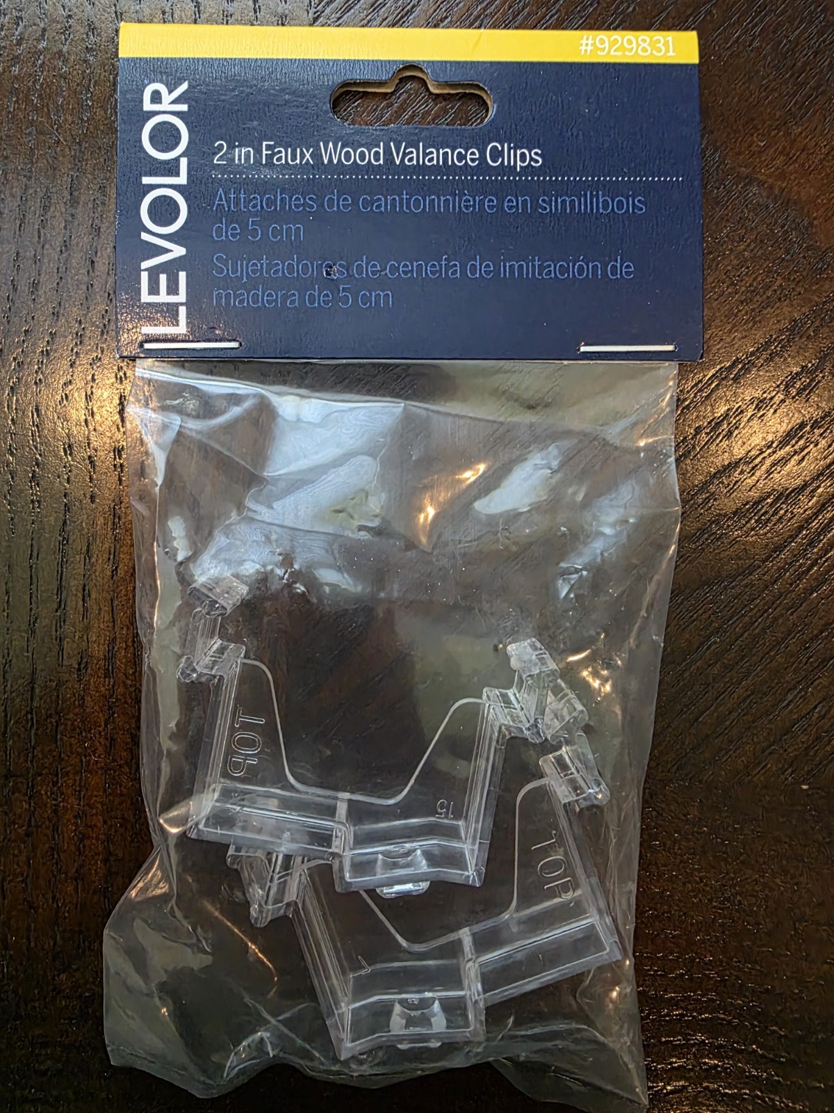 Levolor 2” Faux Wood Valance Clips, Plastic, 1 Set – NEW