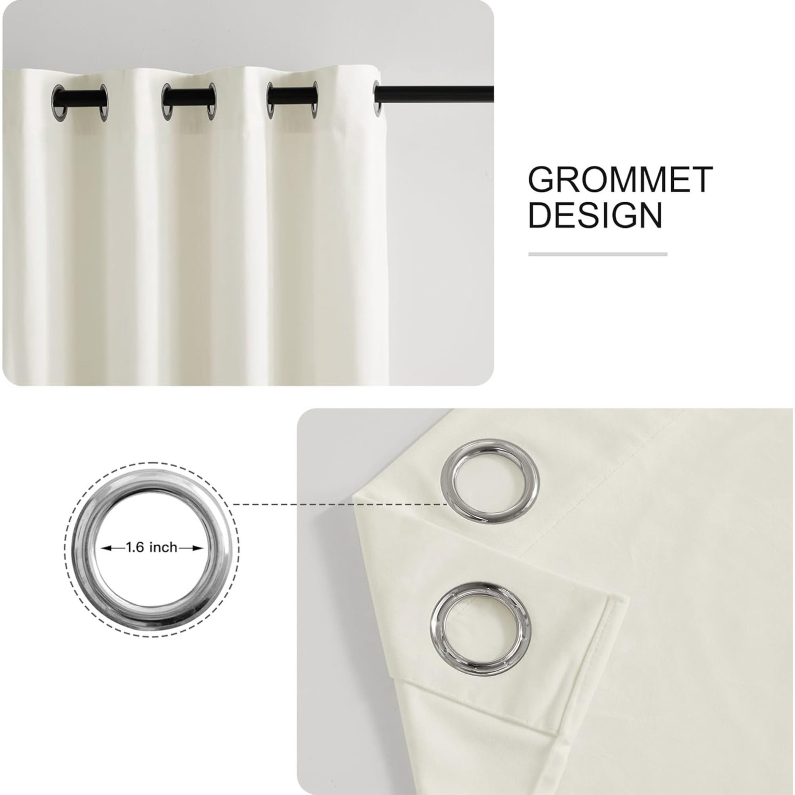 Ryb Home White Velvet Curtains 108 Inches Room Darkening Opaque Plush Velvet