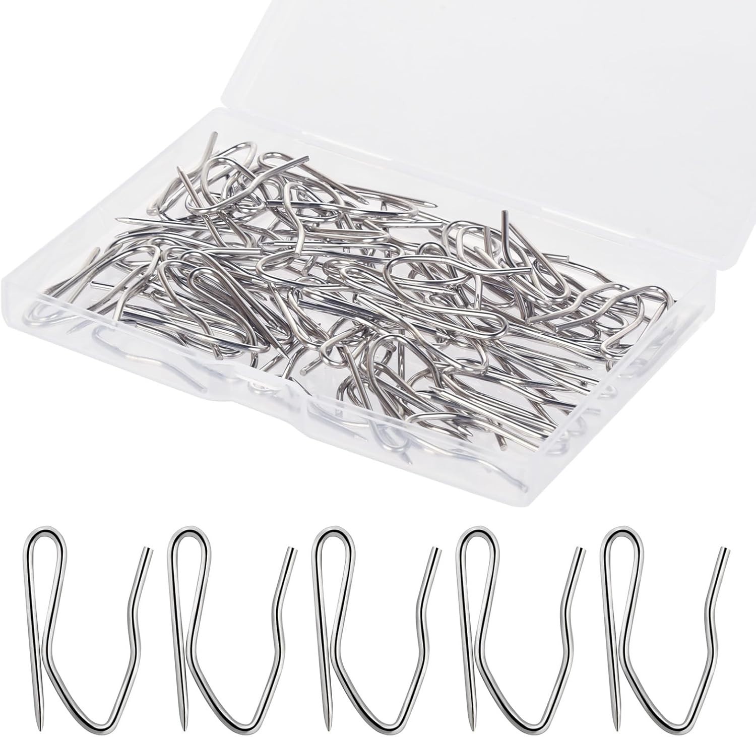 58 Pcs Rustproof Stainless Steel Curtain Hooks – 1.2” Easy Install Design