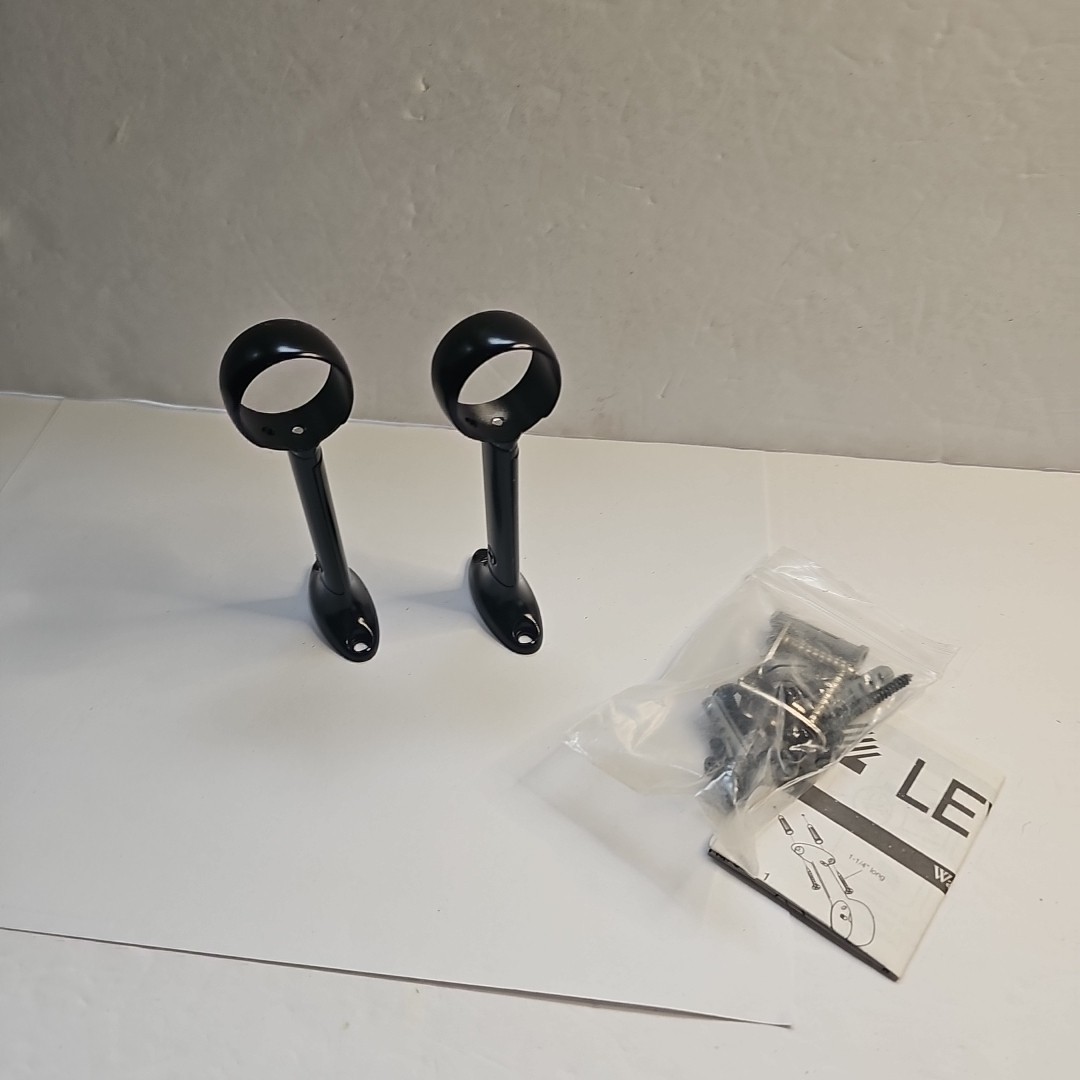 Levolor Universal Curtain Rod Bracket Up To 1″ Round Rods 3-Way Mount Black 2ct