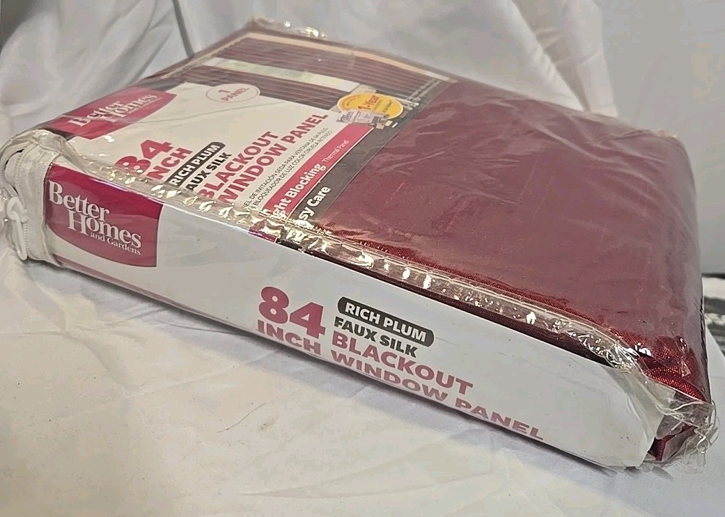 Better Homes & Gardens Rich Plum Blackout Curtain Single Panel 54″x84″ Faux Silk