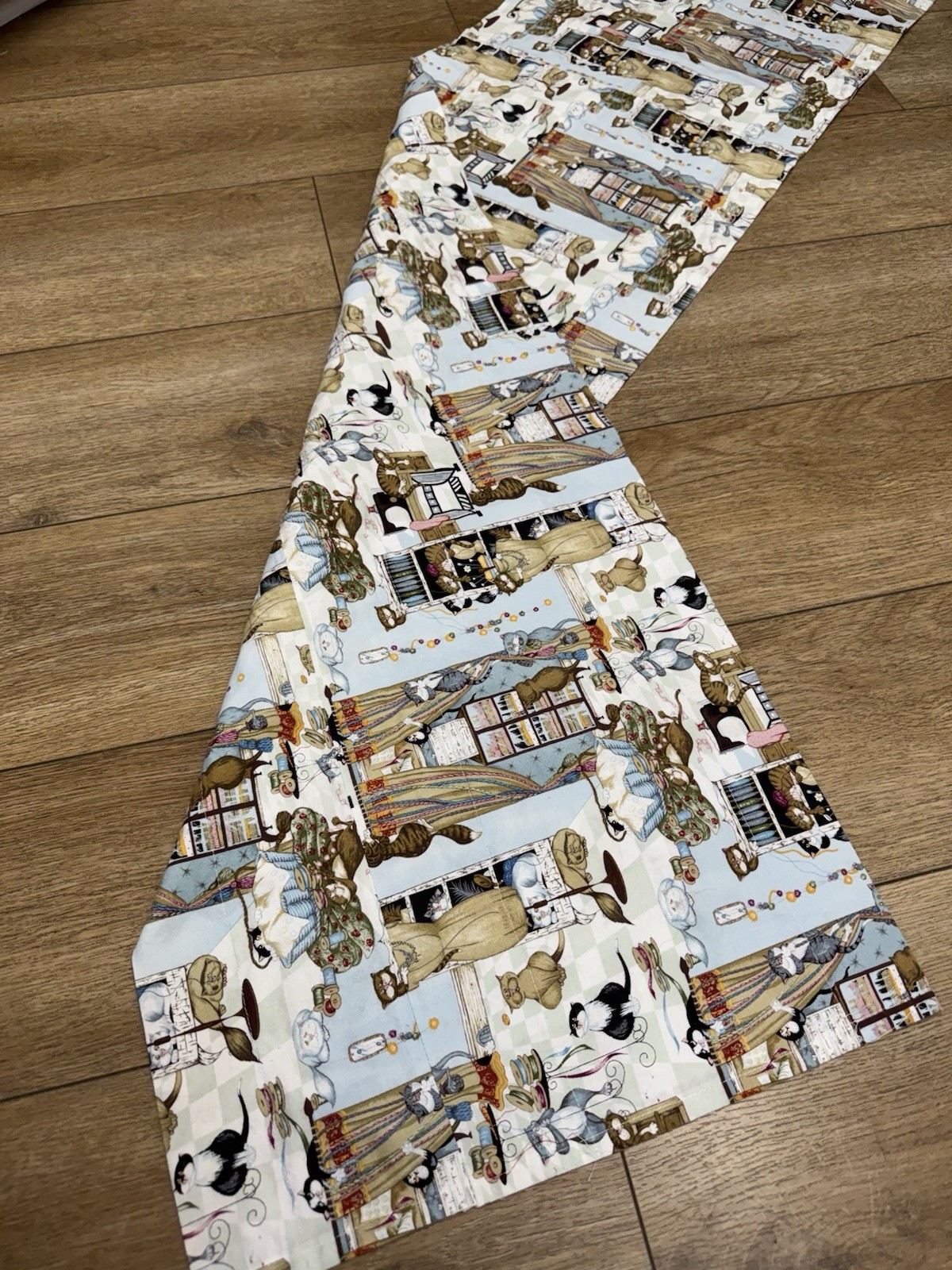 Naughty CATS Whiskers Tails FABRIC Sewing Room Curtains 60″ x 15 Valance x 2