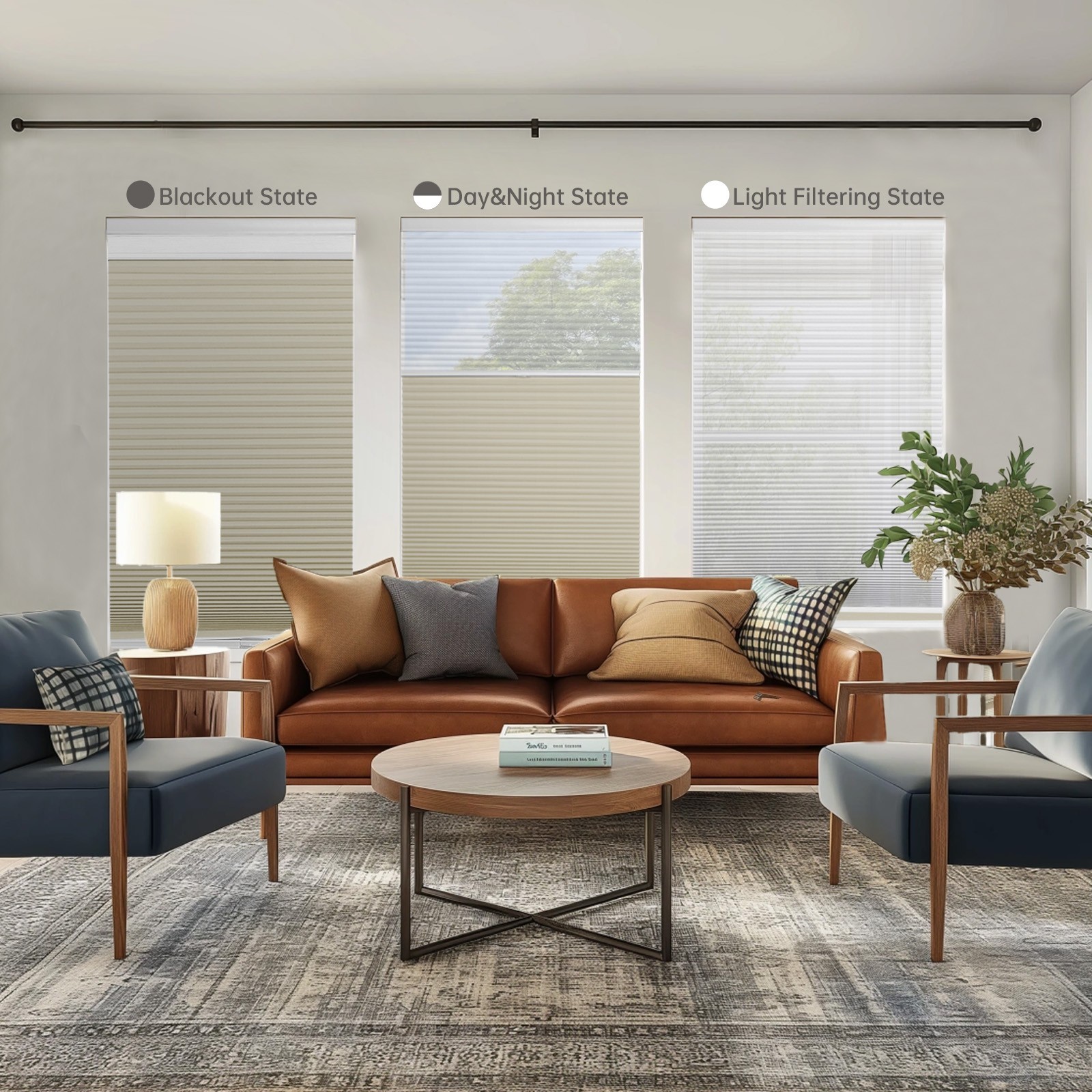 Changshade CUSTOM Day Night Cellular Shades Blackout/Light Filtering Honeycomb