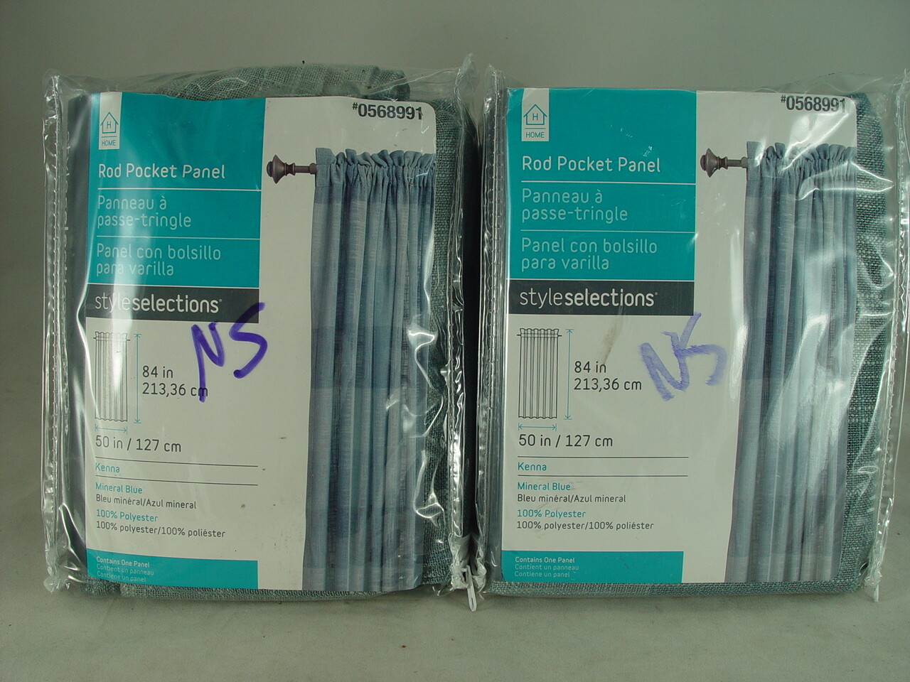 Style Selections Home 2pc Kenna 84″ Mineral Blue Light Filtering Curtain Panel