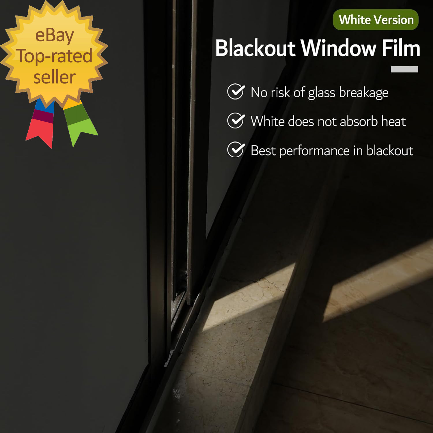 White Blackout Window Film 100% Light Blocking Window Cover Opaque