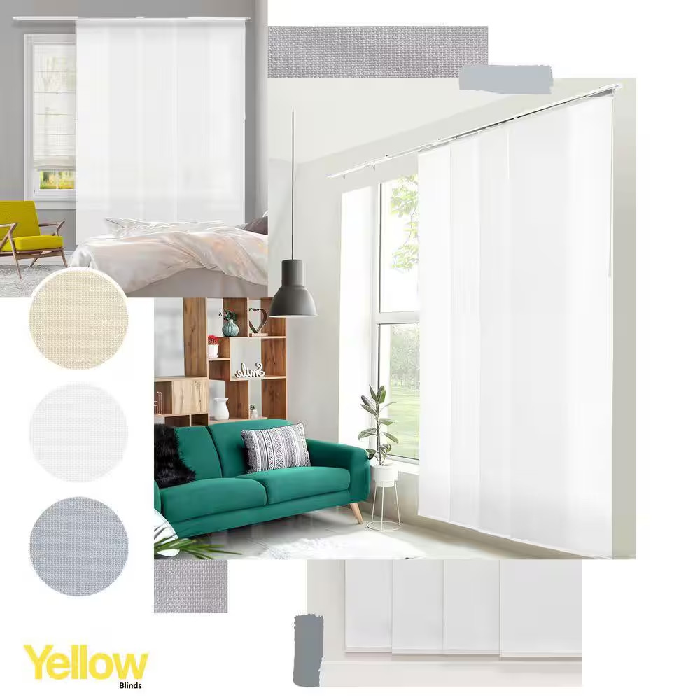 Cut-To-Size Sunset White Light Filtering Adjustable Sliding Panel Track Blind W/