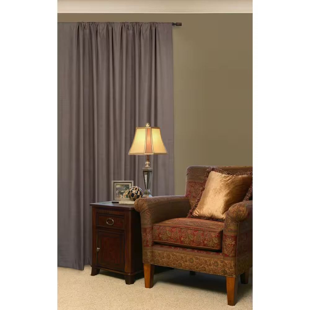 36 In. – 66 In. Adjustable Single Curtain Rod 3/4 In. Dia. in Matte Black with M