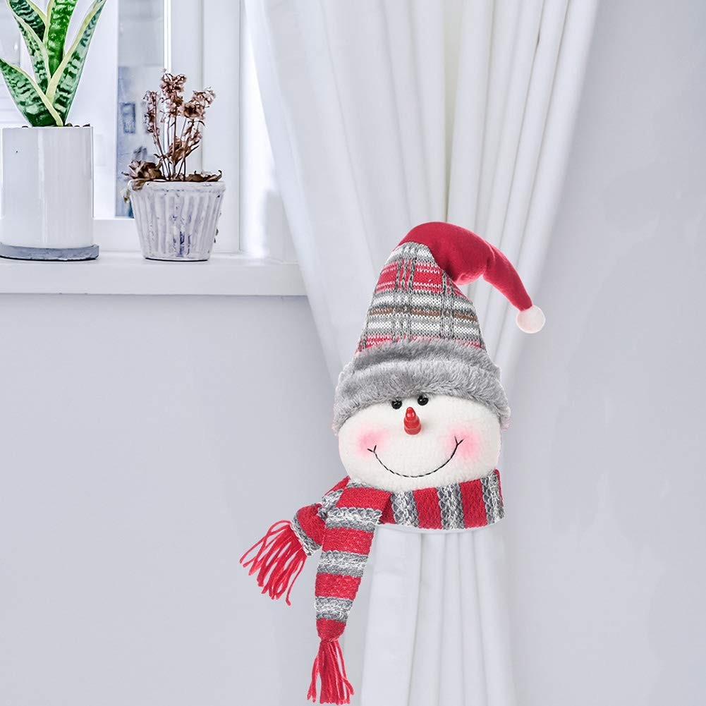 2-Pack Christmas Curtain Buckles Snowman Elk Santa Claus Theme Tiebacks