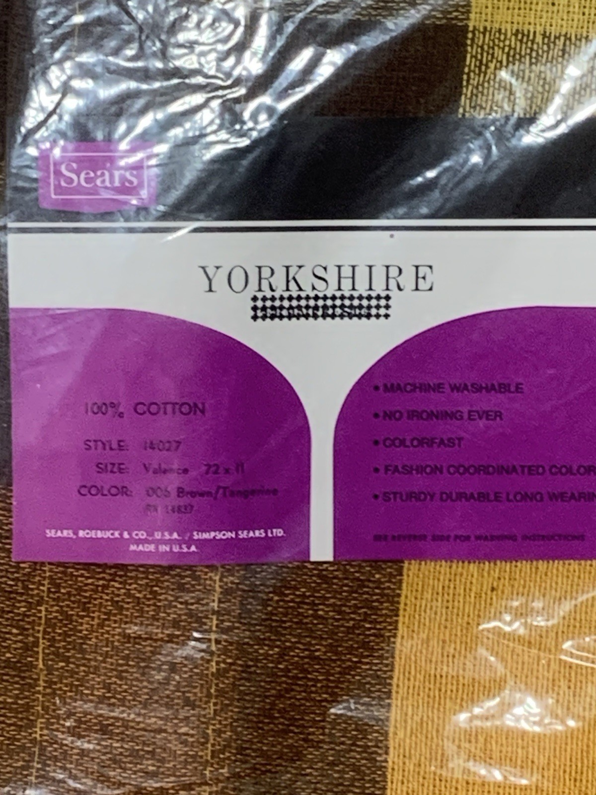 2 Vintage Sears Yorkshire Valences 72″ x 11″ Brown & Tangerine NEW