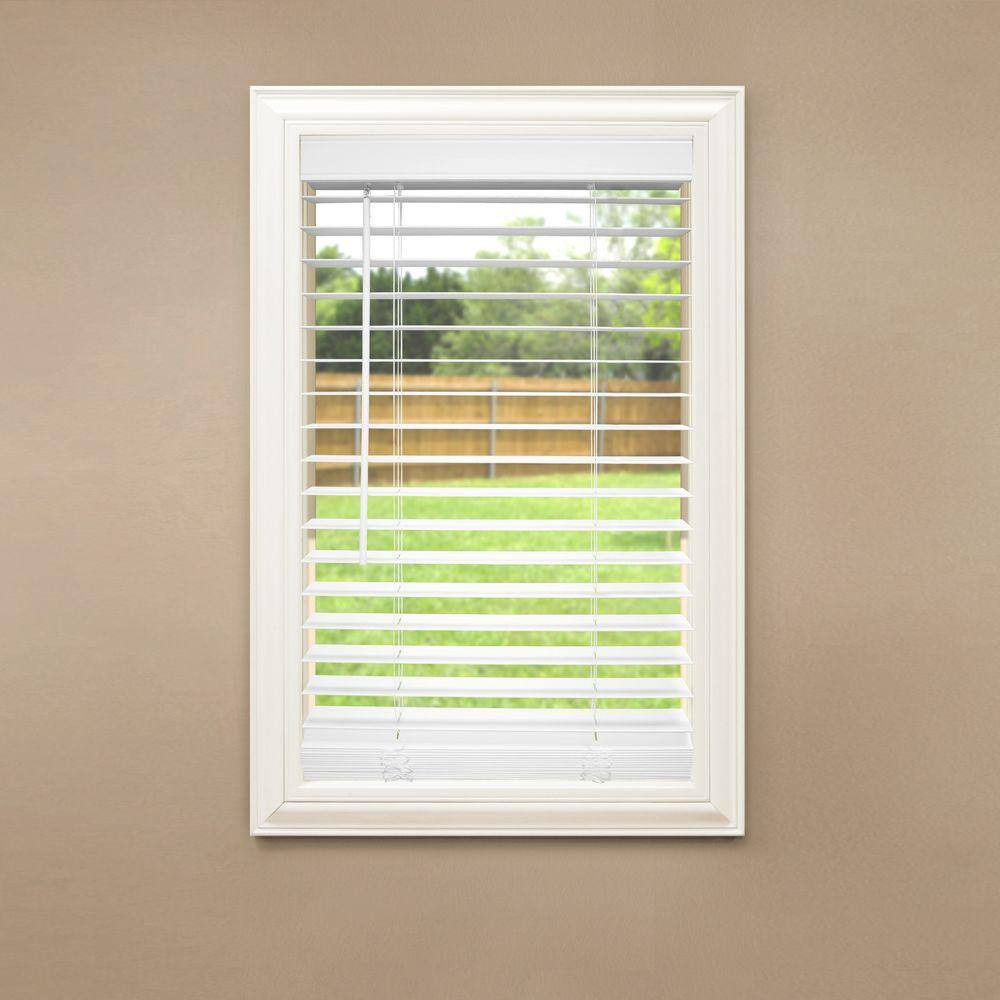 34×72 in White Cordless Faux Wood Blind Room Darkening Privacy Window Shade Wand