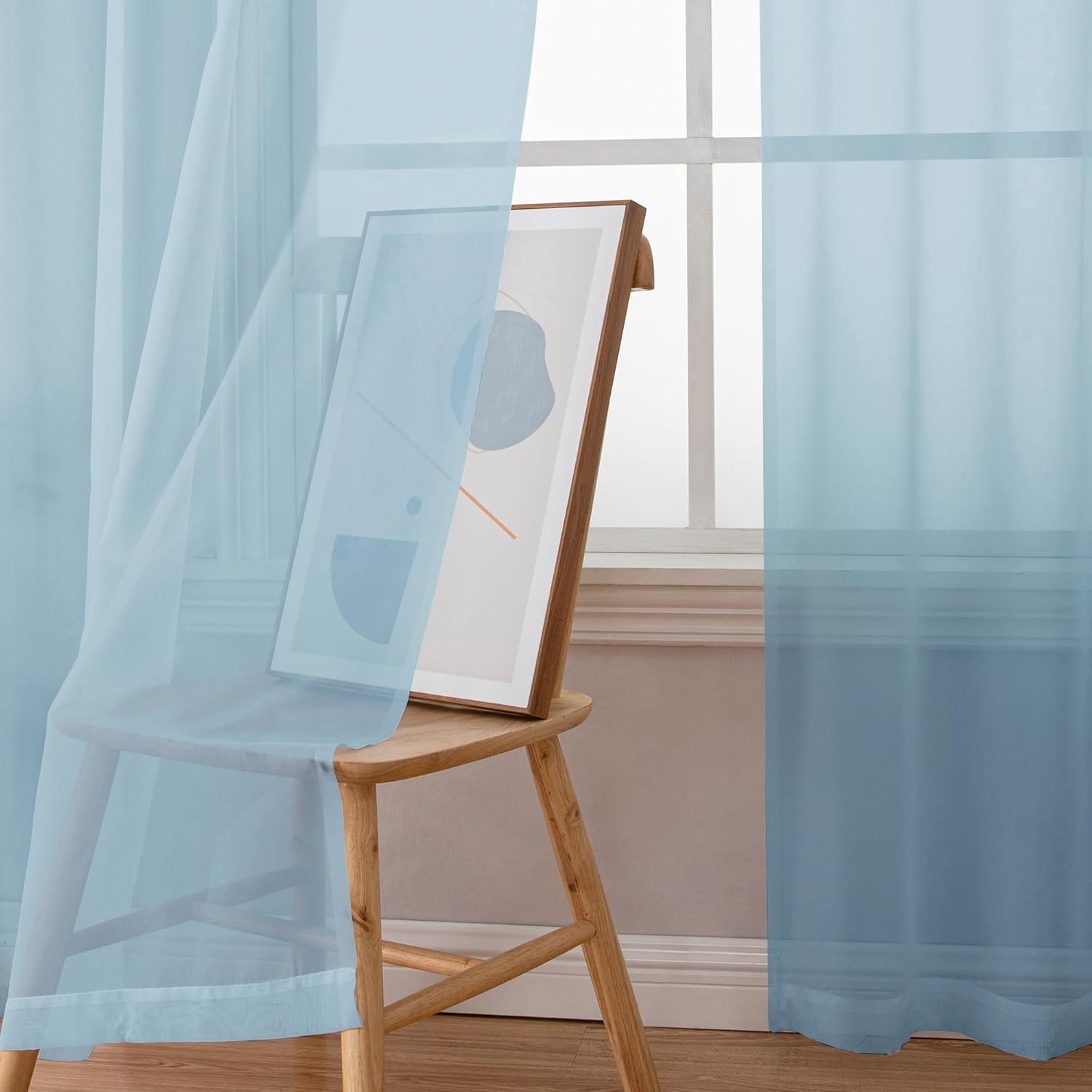 Sheer Curtains 72 Inch Length 2 Panels, Light 42″W x 72″L (Pack of 2) Sky Blue