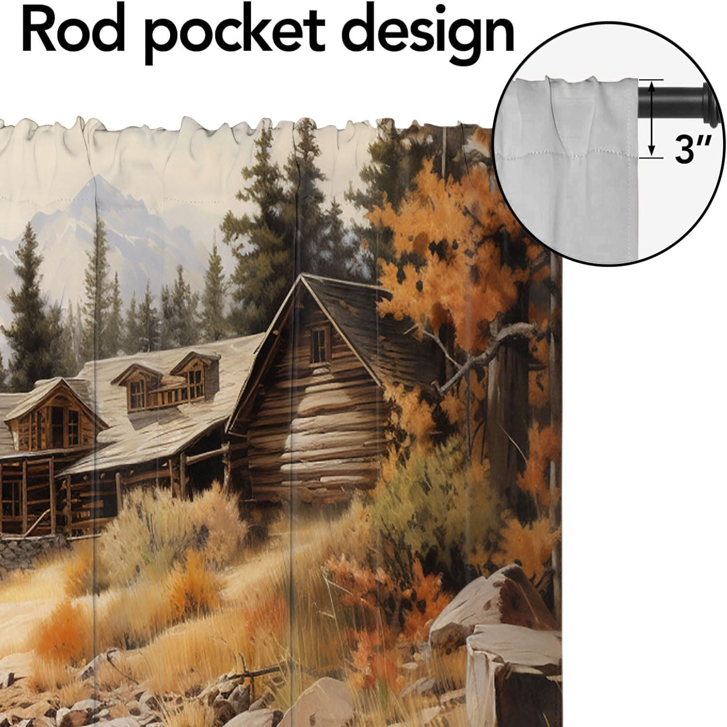 Rustic Cabin Deer Window Curtain Valance Fall Forest Elk Wildlife Animal Autumn