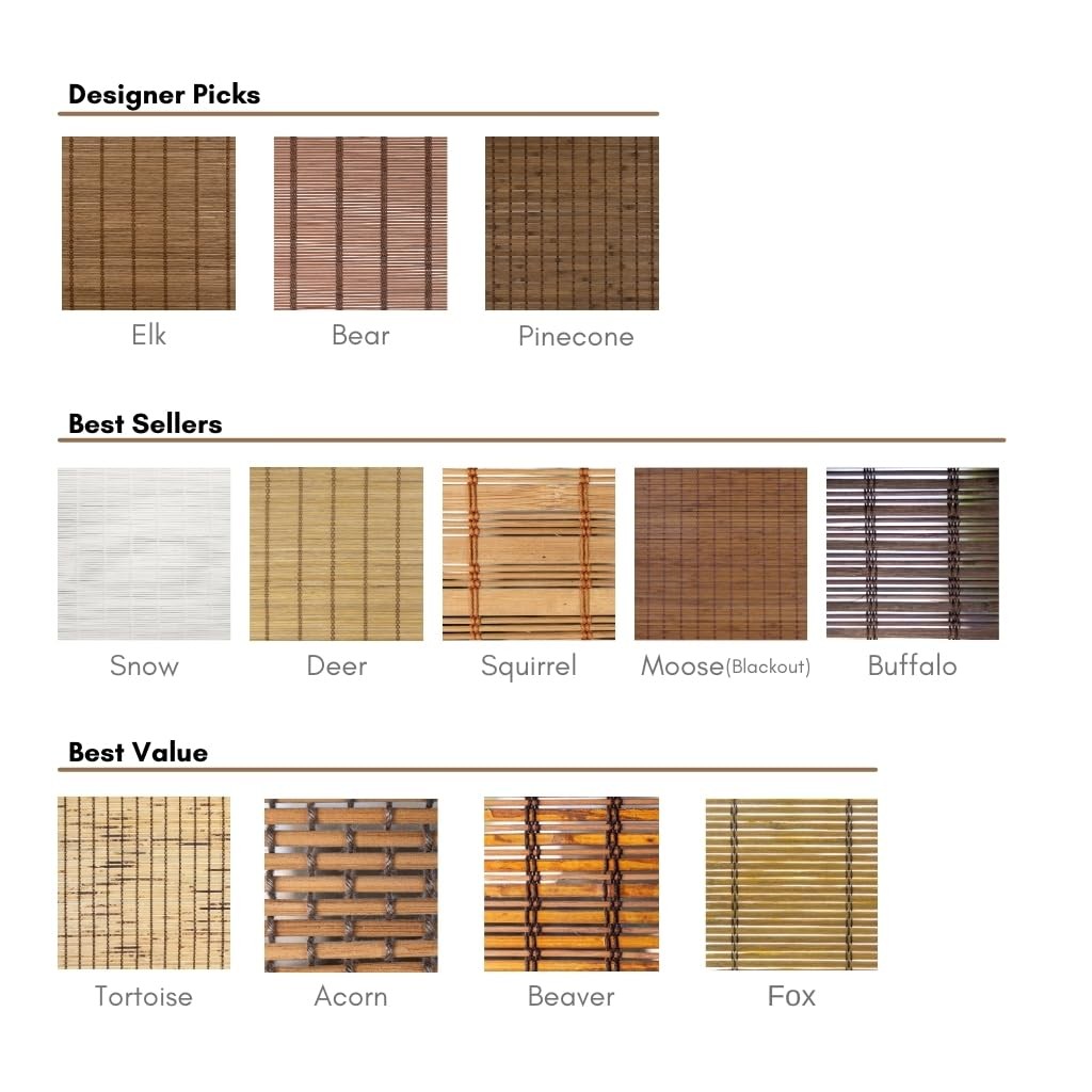 CHICOLOGY Bamboo Roman Shades Light Filtering Blinds for Window 39″W x 64″H Buff