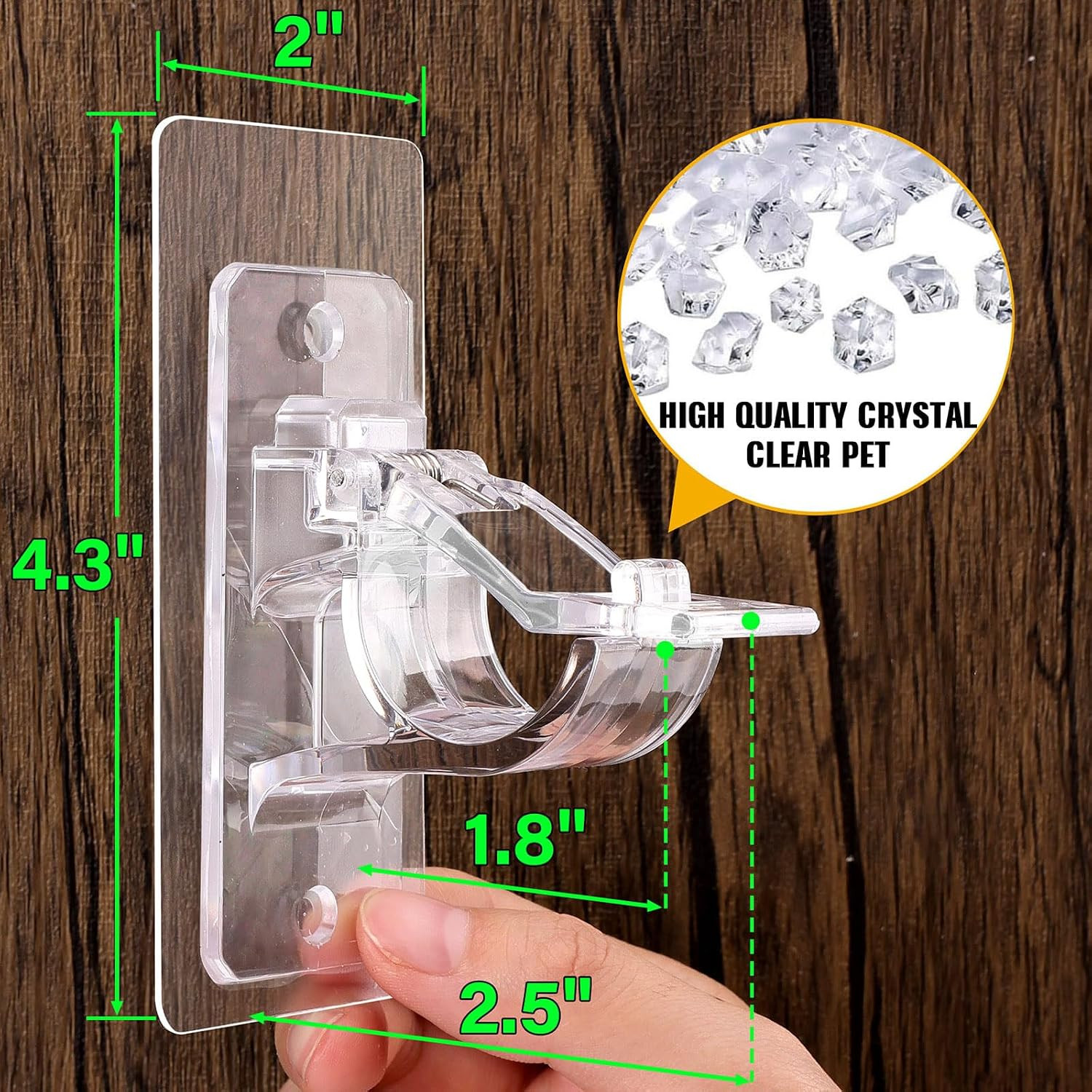 8 Pack No Drill Curtain Rod Brackets, Holding up to 17 Lbs, PET Curtain Hangers,