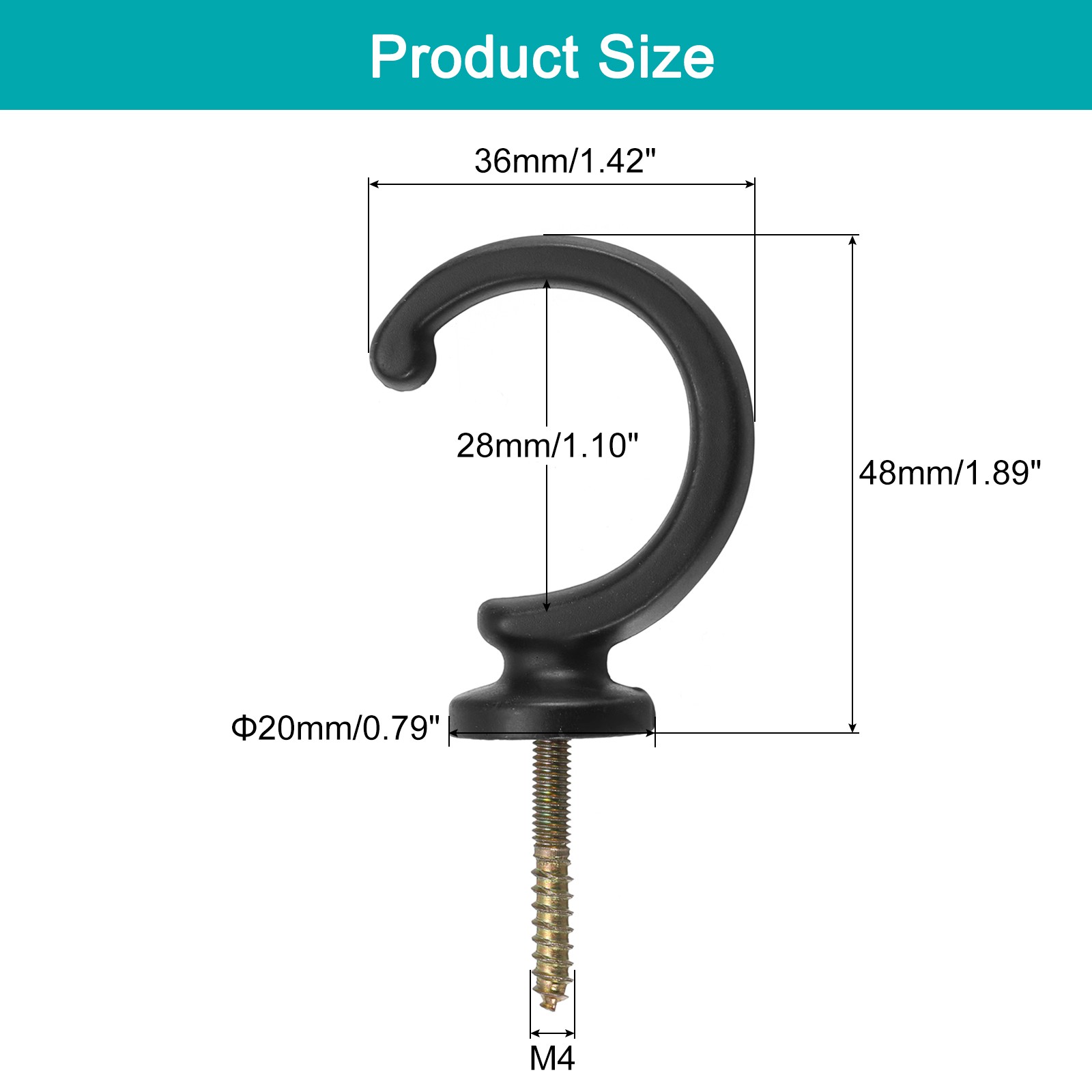 4Pcs Aluminum Alloy Wall Mounted Curtain Holdback Drapery Tieback Hooks Black