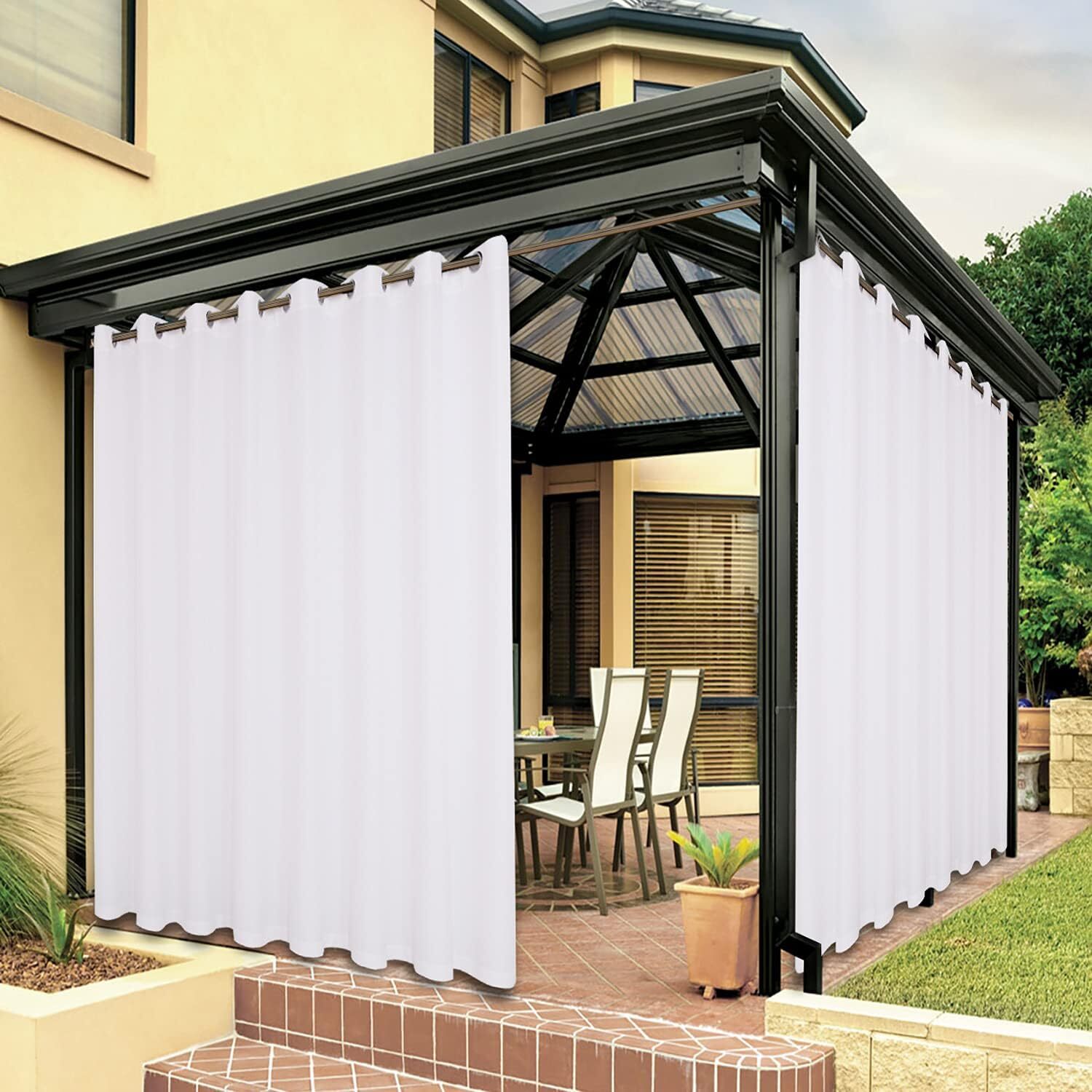 1x 2x Extra Wide Waterproof Outdoor Curtains for Patio Gazebo Blackout Drapes
