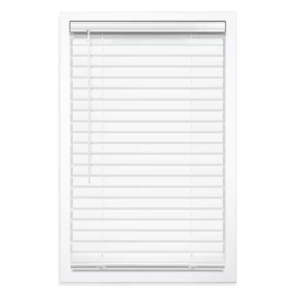 White Cordless Room Darkening Vinyl Blinds with 2 In. Slats – 23 In. W X 64 In.