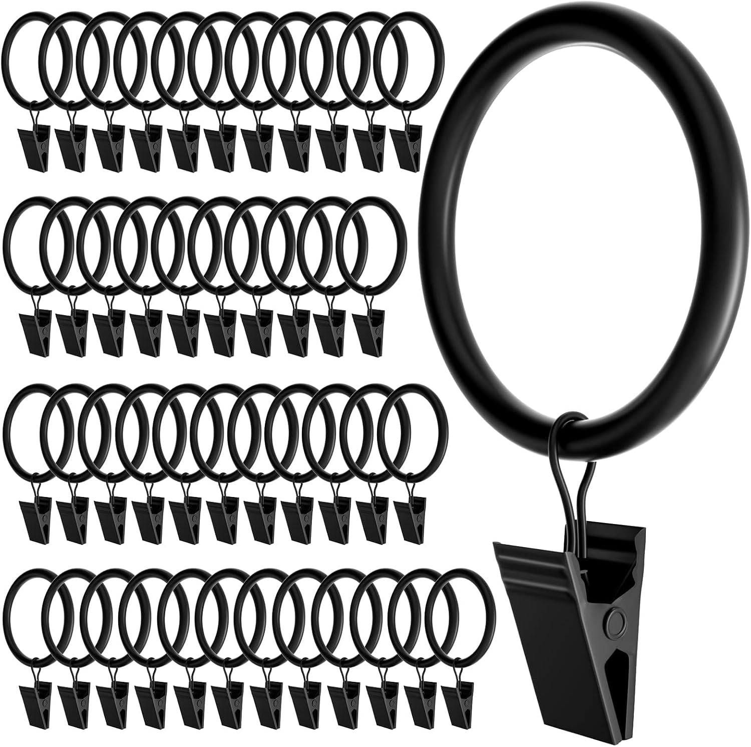 44 Pack Gold Curtain Rings W/ Clips Curtain Clip Rings Hooks Bedroom Bathroom