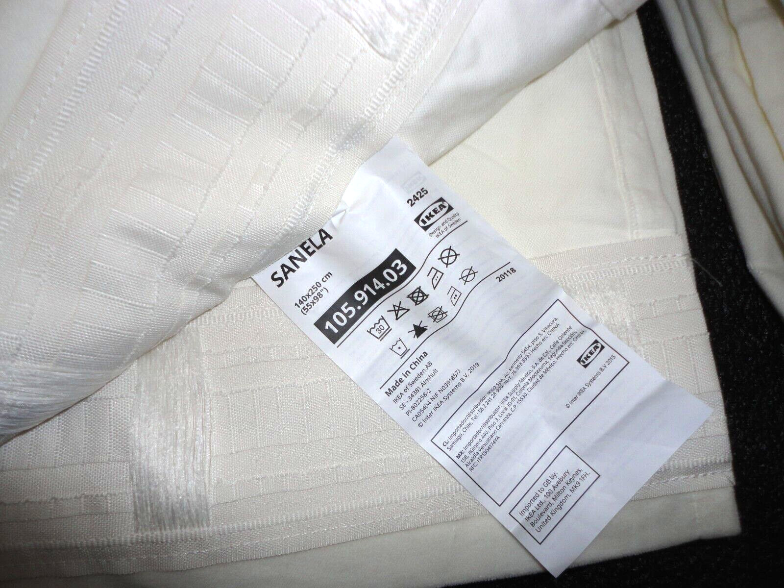 IKEA SANELA WHITE MODERN VELVET (2) TAB TOP DRAPERY PANELS 55X98