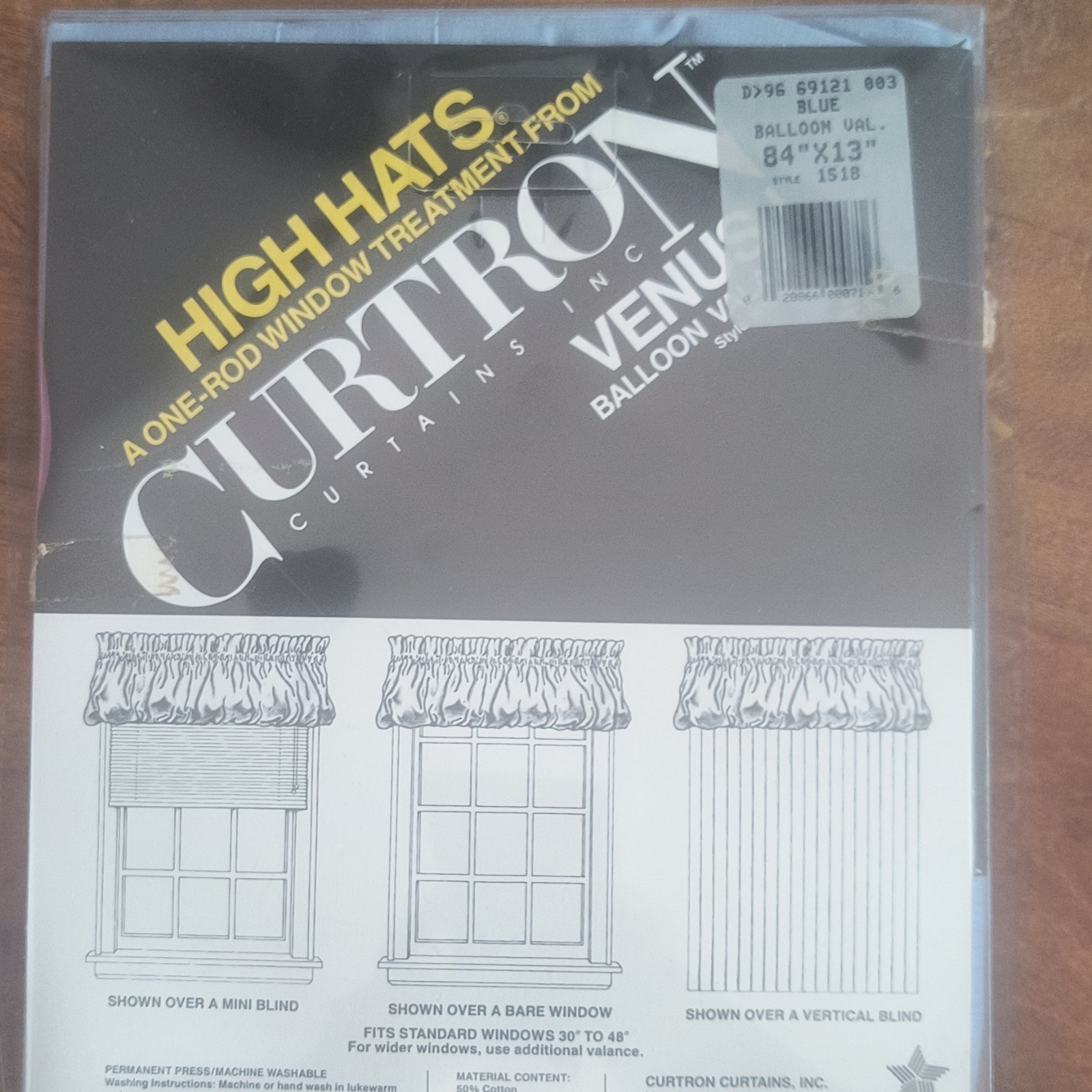 vintage 1990’s Curtron Blue Balloon Valance 84in x 13in Rod Pocket Machine