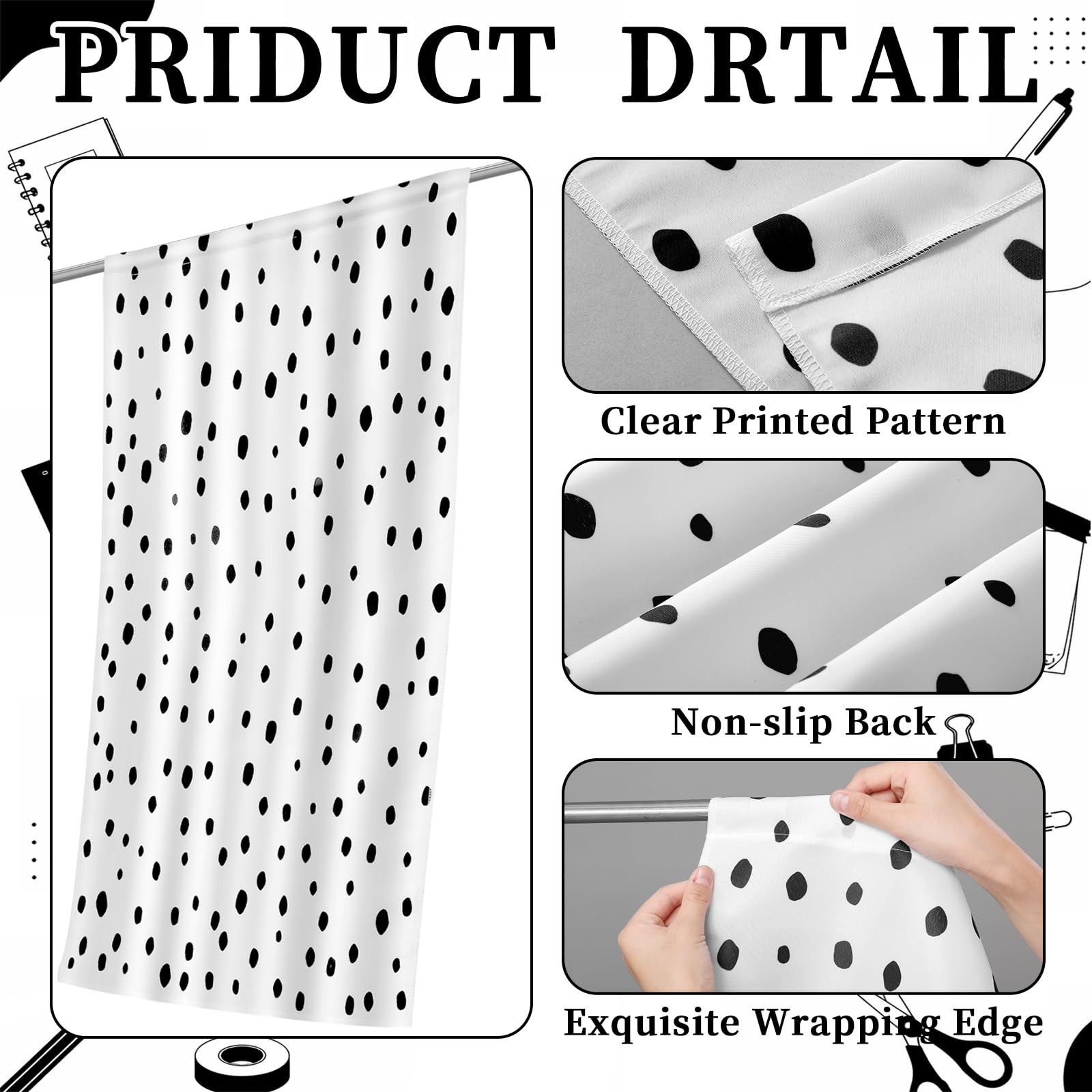 6 Pcs Black Polka Dot Classroom Curtains Reading Corner Decor Back to Reading…