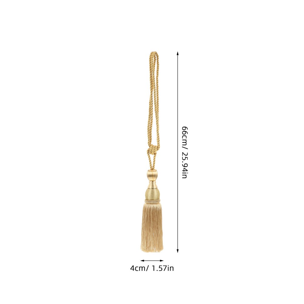 2Pcs Reusable Gold Curtain Tie Backs with Polyester Tassels for Elegant Drapery