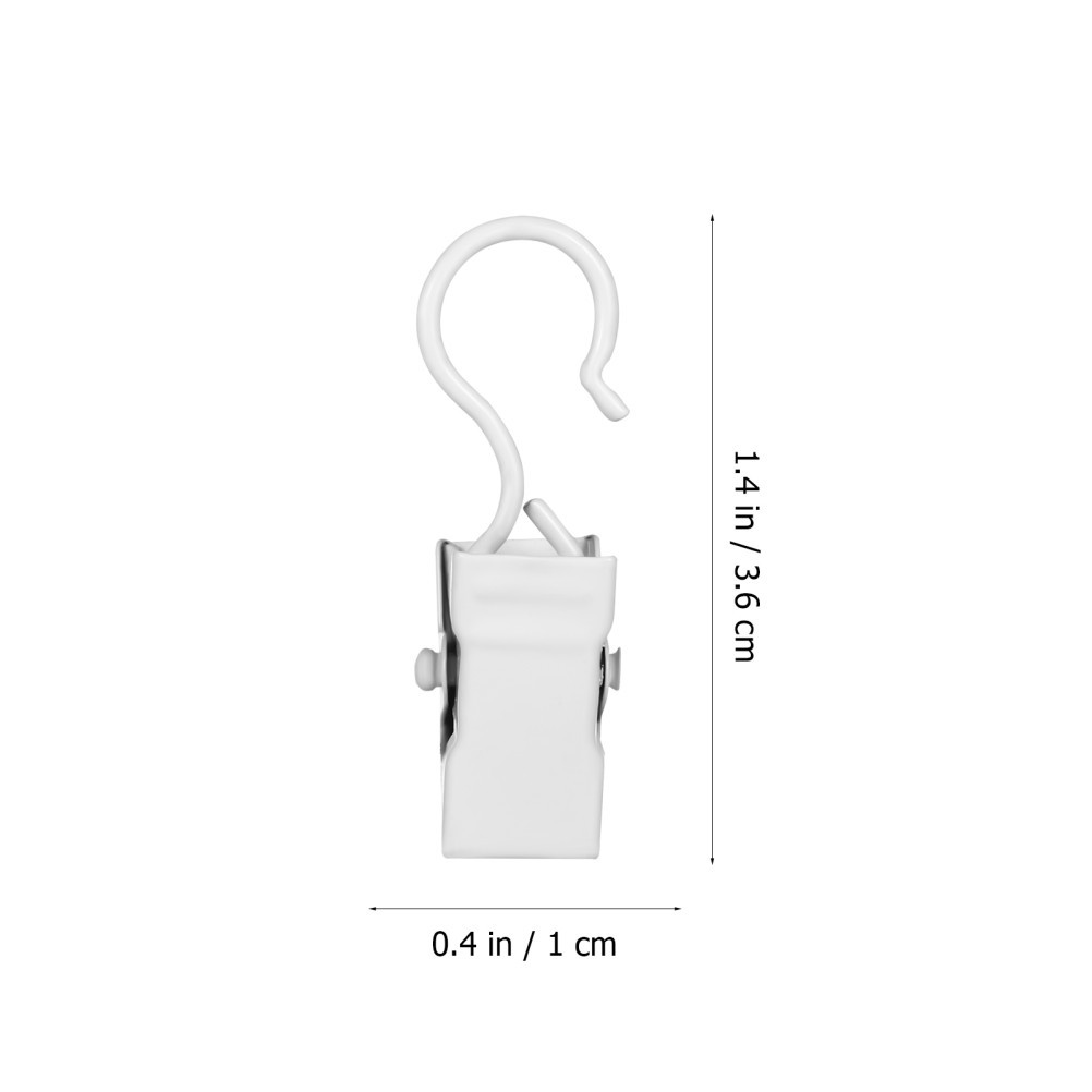 40Pcs White Metal Curtain Hooks with Clips for Home Use Multi Functional Hanging