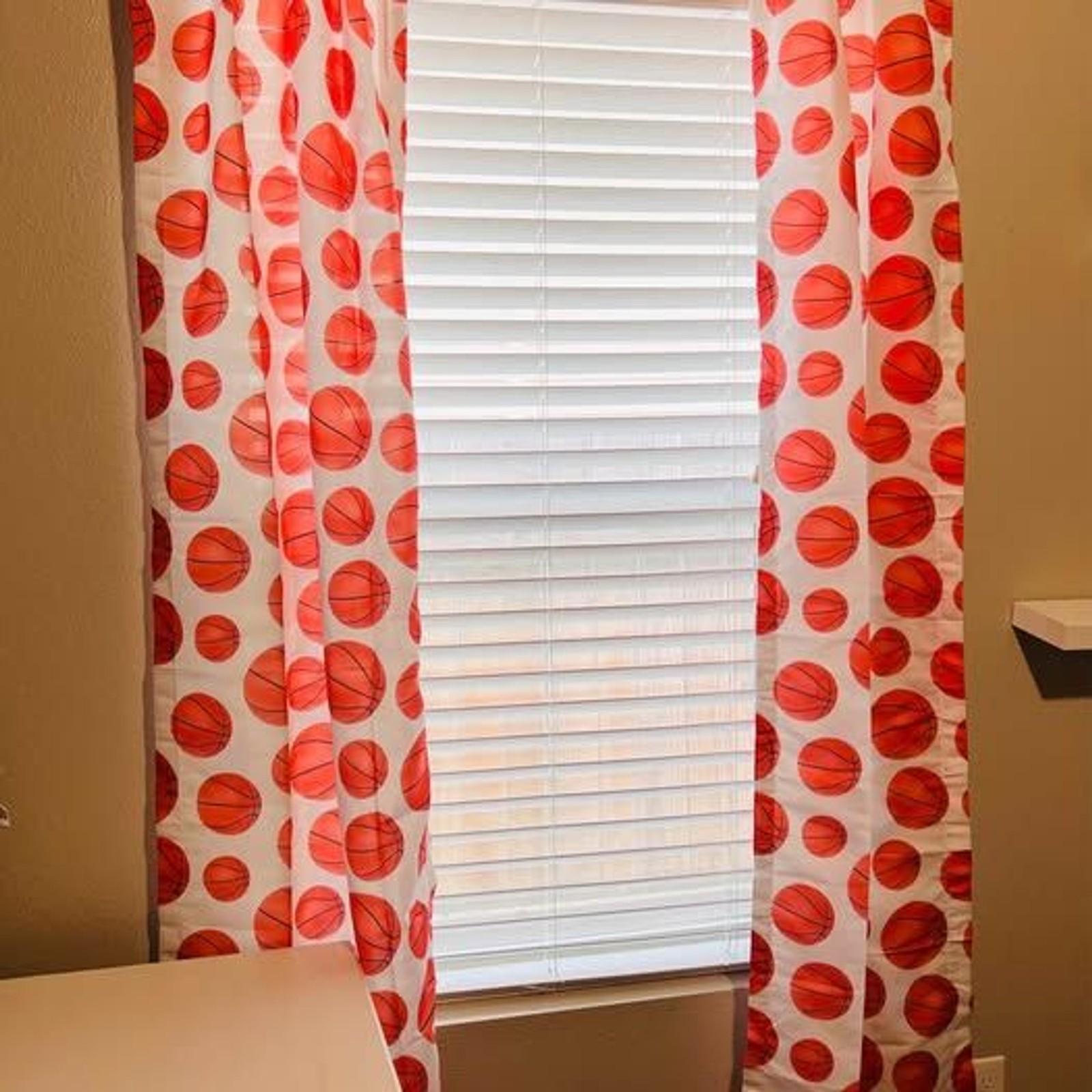 Basketball Curtain Panels Set of 2 Kids Sports Bedroom Window Drapes 84″ New