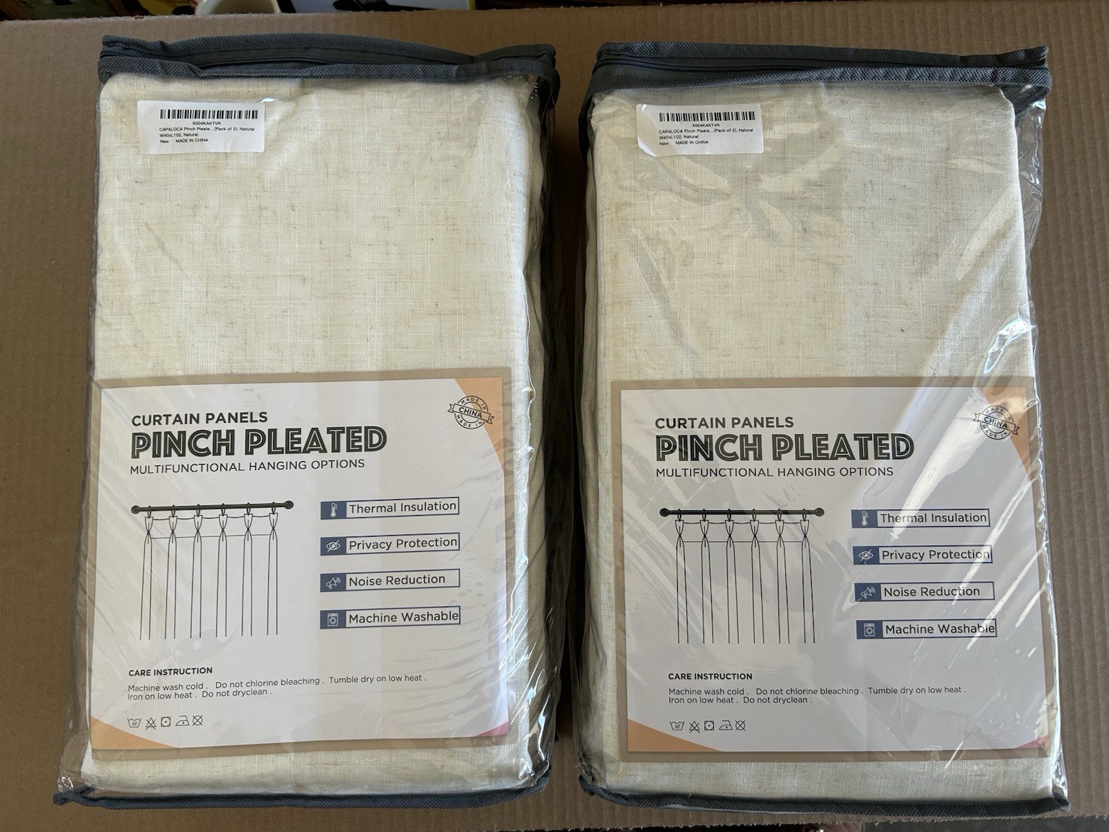 New 40″ x 102″ Set of 4 Capaloca Pinch pleated Curtains