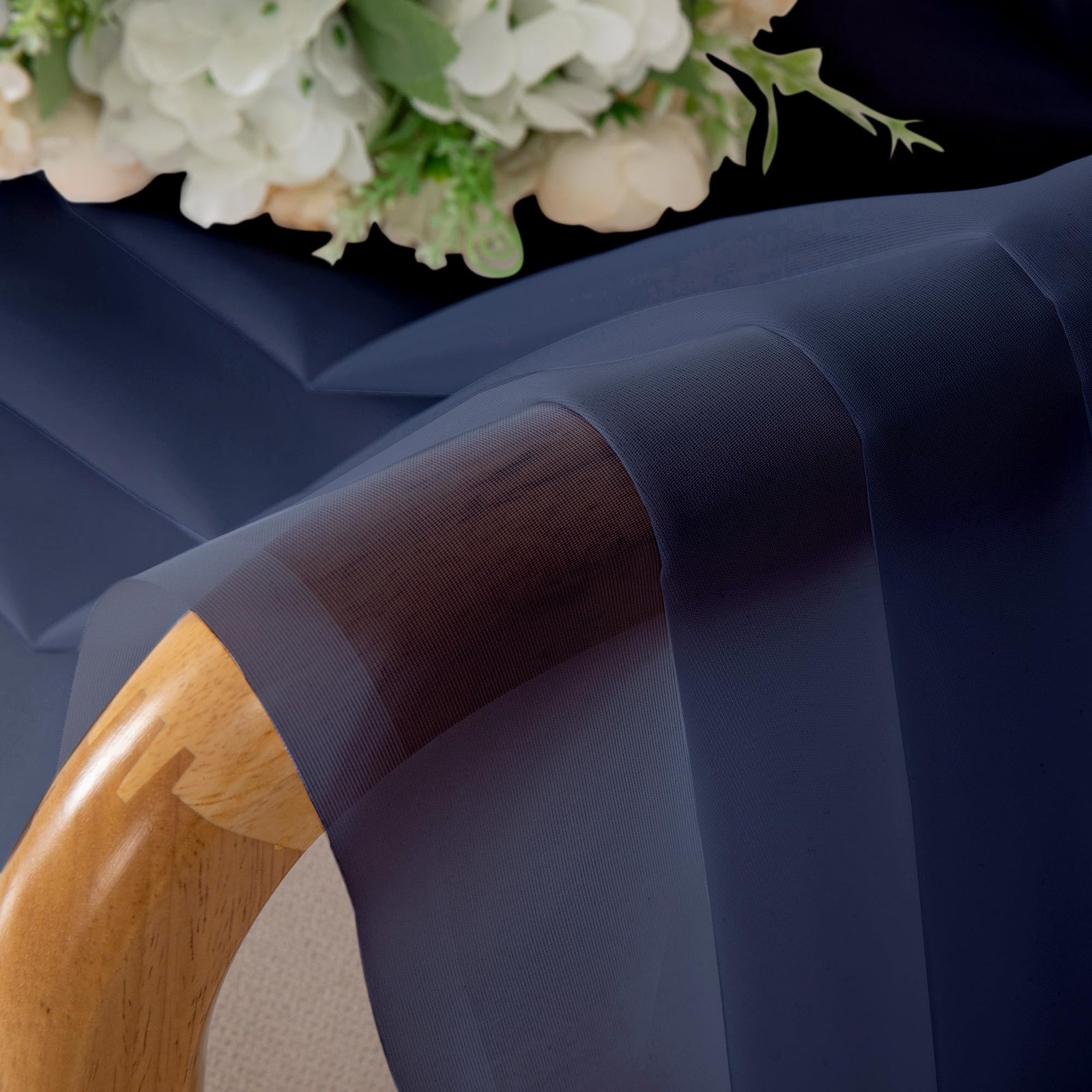 Sheer Navy Blue Curtains 84 inch Length 2 Panels Set, Airy Soft-Touching Rod …