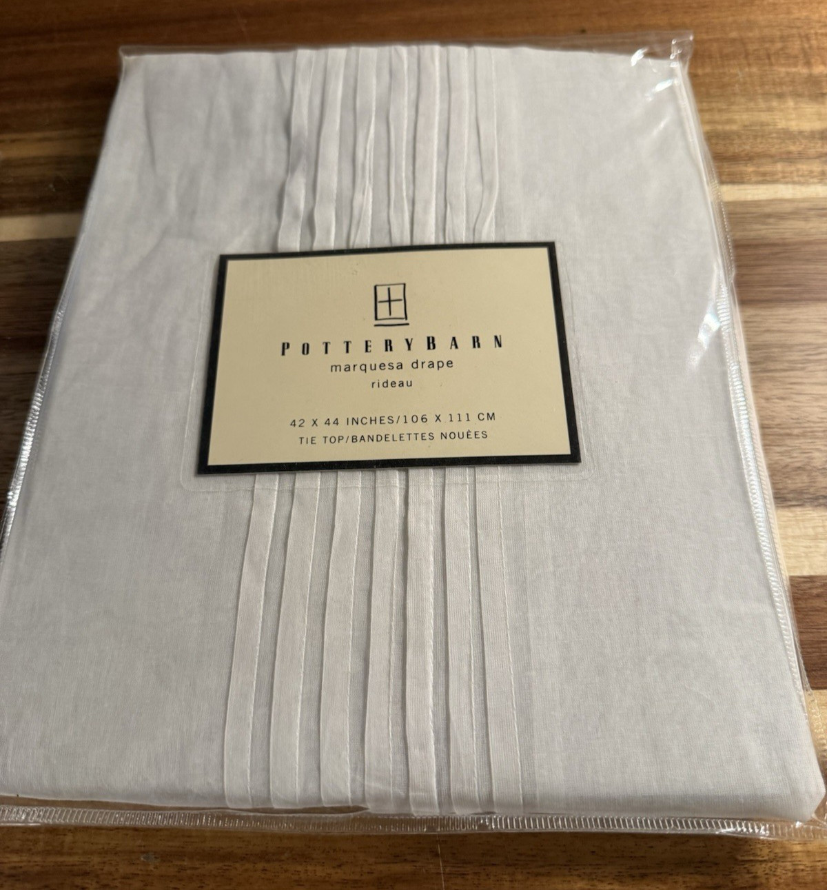 Pottery Barn Marquesa SHEER Drape Panel 42 x 44 100% Cotton White Tie Top NEW