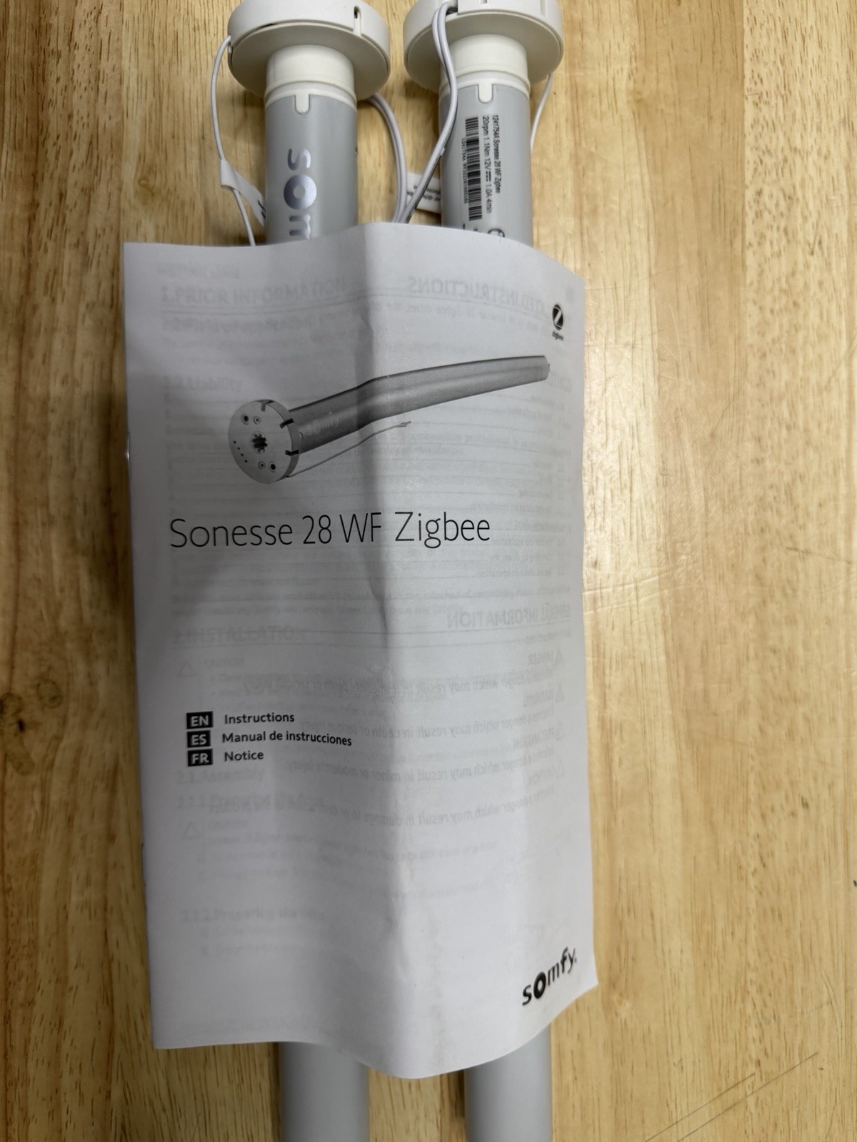 Somfy Sonesse 28 WF Zigbee WireFree Roller Shades Motorized Alexa Blinds