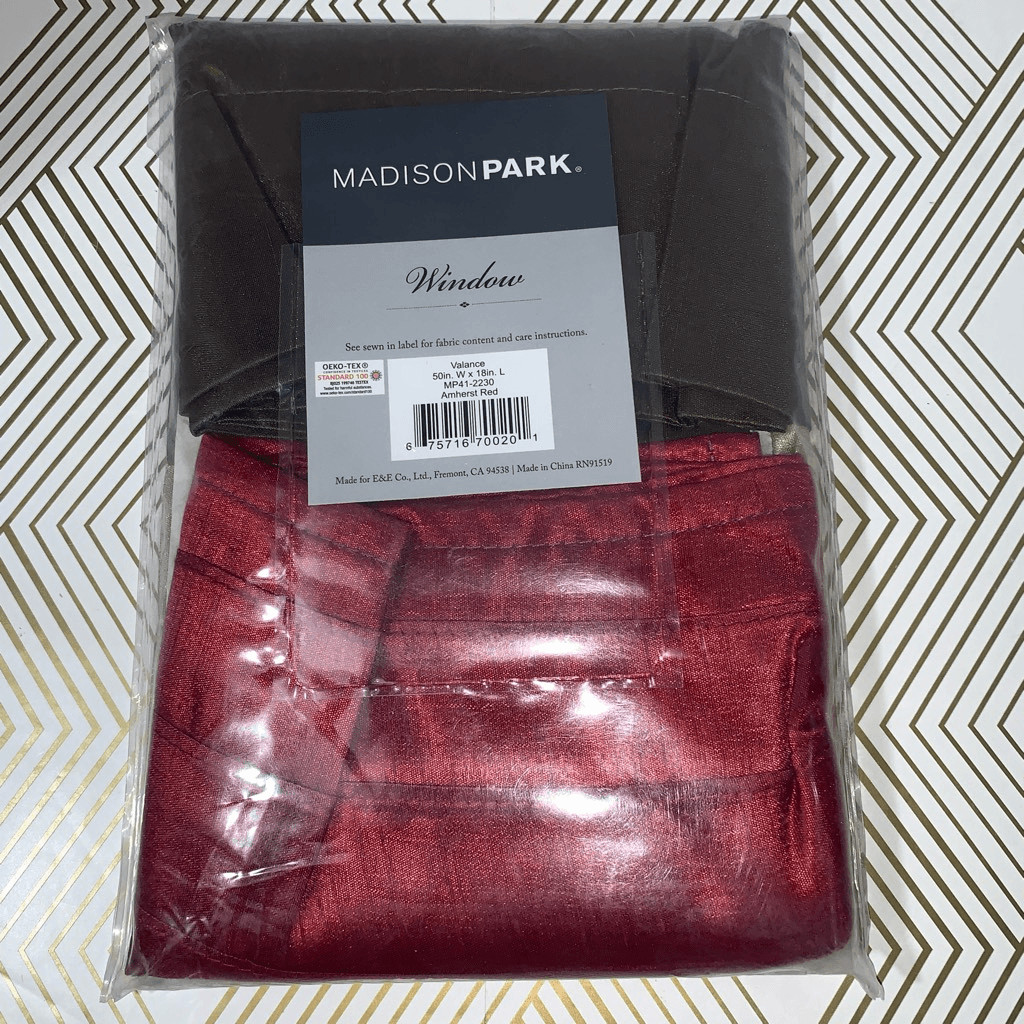 Madison Park Home Decor Window Valance Amherst Red 50×18″ New in Package